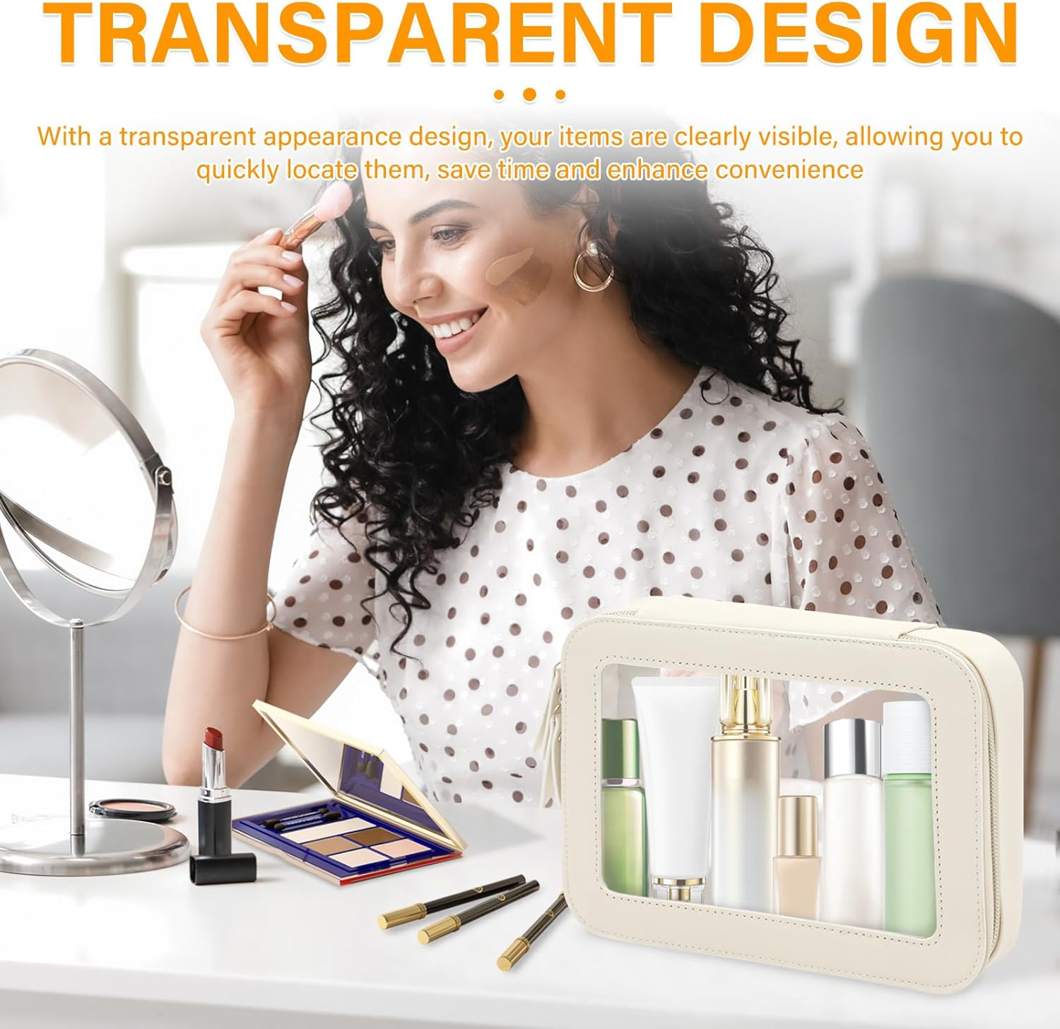 NIPUAEGO Travel Toiletry Makeup Bag, Multifunctional Portable Traveling Compact Toiletry Bag with Zipper for Women 21X5.3X15.8Cm image number 3