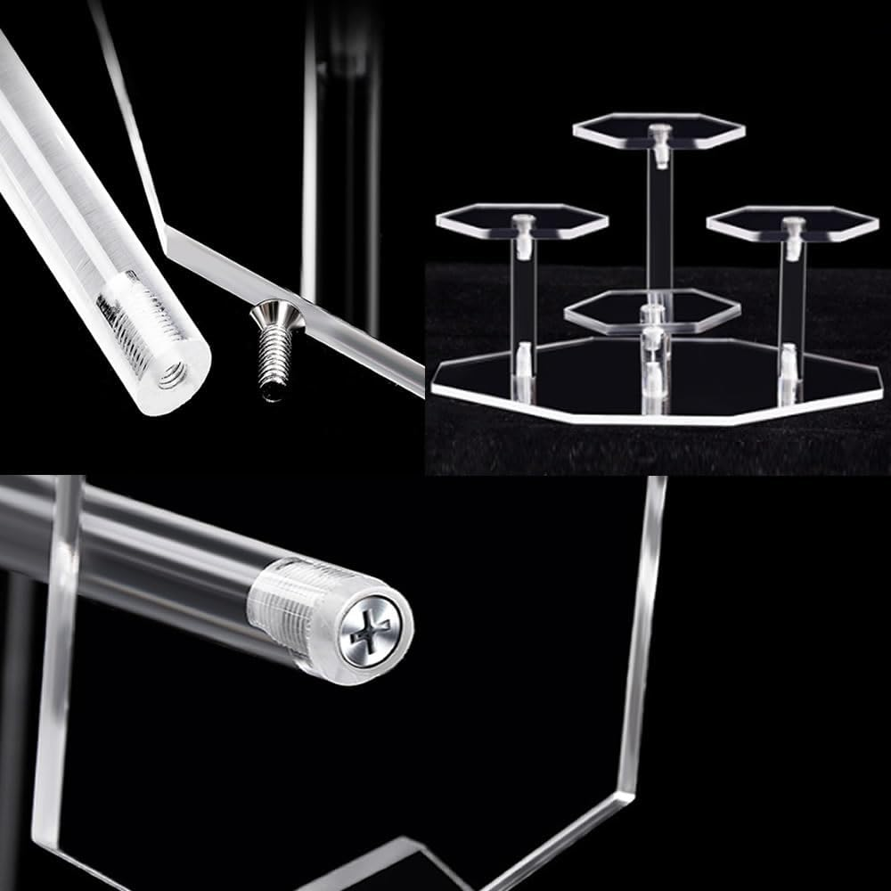 DACUAN Display Stand, 4 Tiers Collectibles Riser for Figures, Transparent Acrylic Shelf for Cupcake, Donuts, Anime Figures image number 1