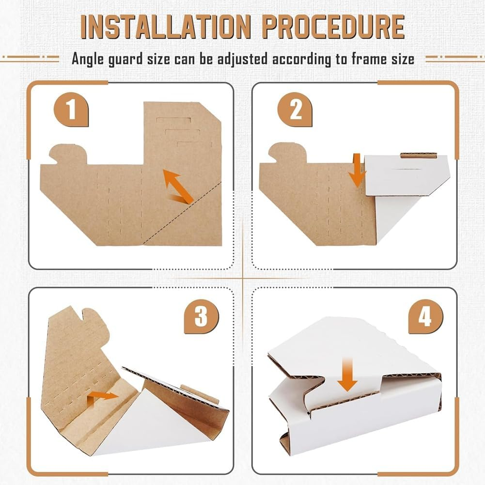 100Pack Adjustable Cardboard Corner Protectors, Fit 1-2.1In Frames, White image number 6