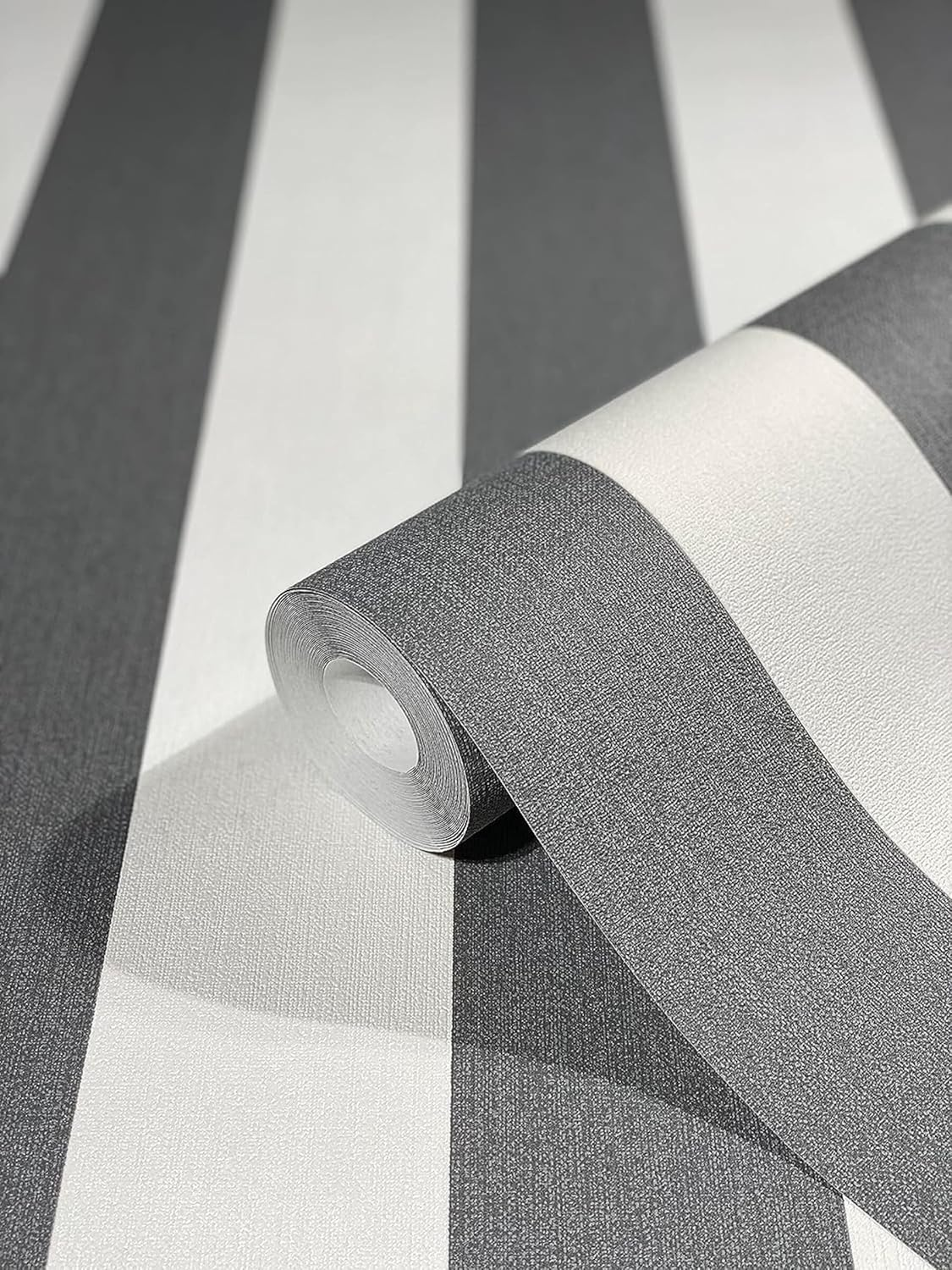 WALLCOVER Beige Non-Woven Wallpaper Stripes Country House White Lines Modern Block Stripe Wallpaper Fine Structure 10.05 X 0.53 M Made in Germany