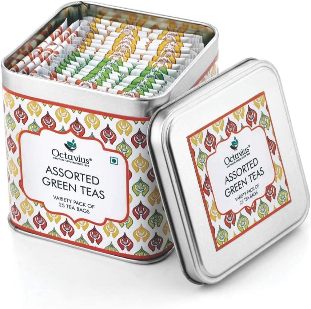 Octavius, Assorted Tea Sampler Gift Set (3 Flavors, 25 Tea Bags) | Green Tea Sampler Pack | Pack of 1 image number 6