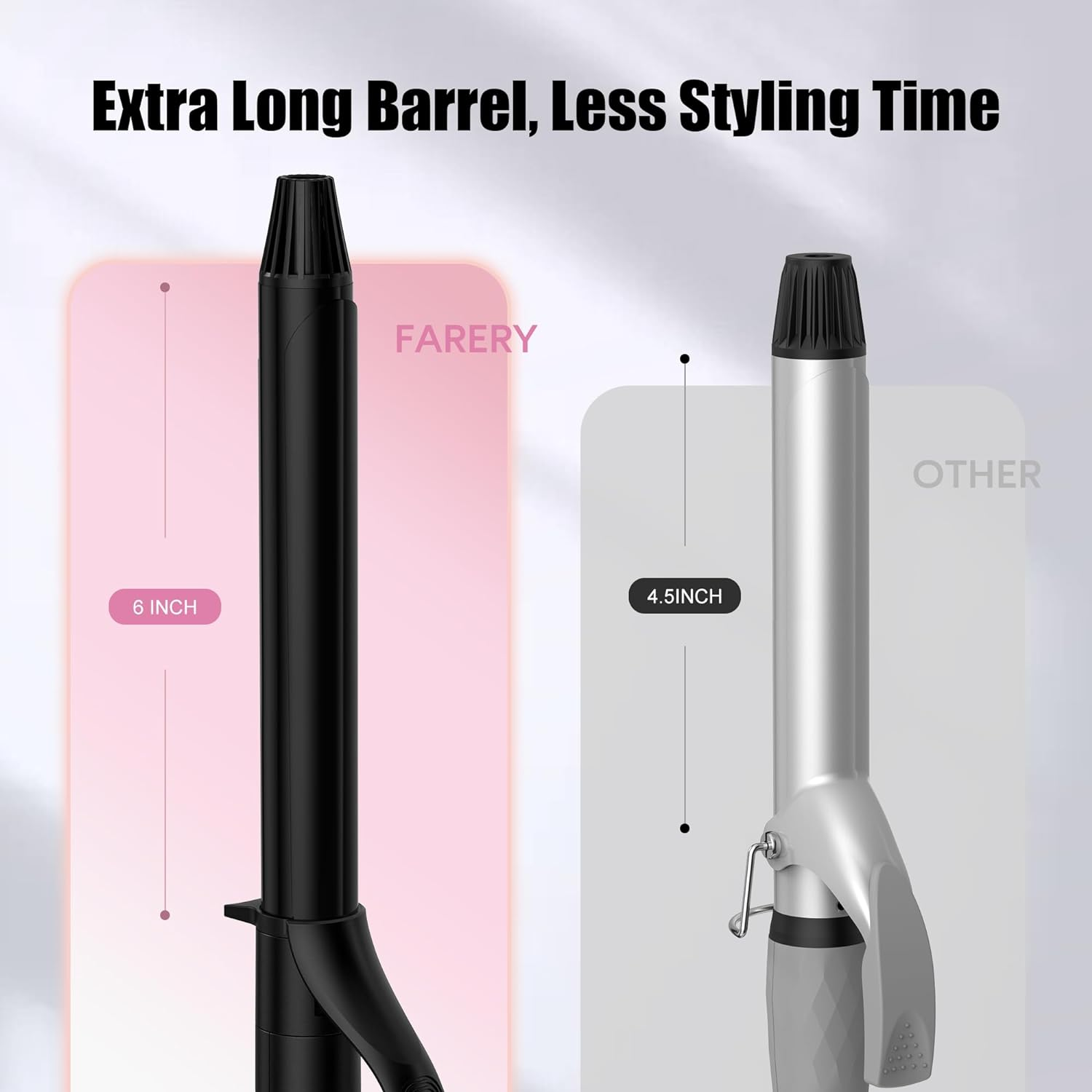 FARERY Long Barrel Curling Iron 1 Inch, Ceramic Curling Iron for Thin Hair, Infused Argan Oil & Keratin, Long Lasting Styling, 11 Adjustable Temp, Include Clips & Silicone Pad image number 2