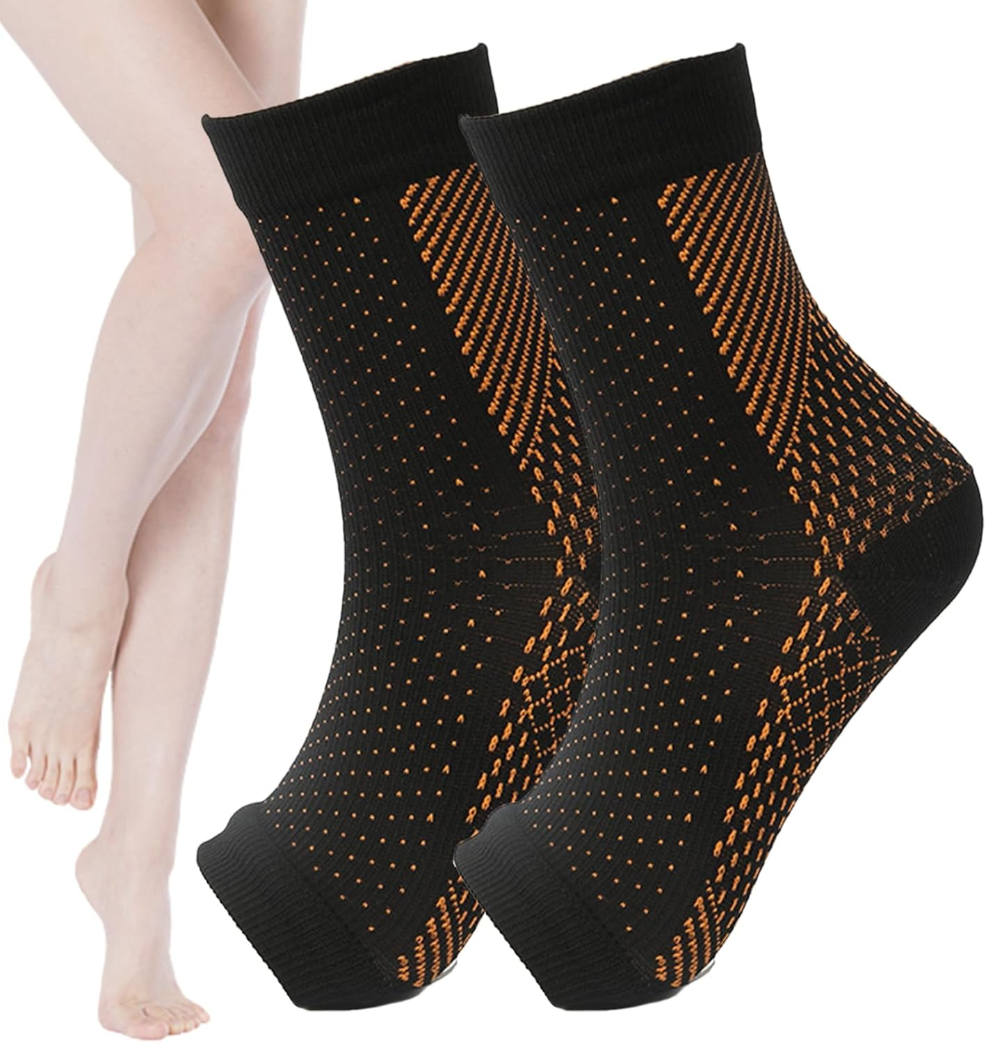 Neuropathy Compression Socks, Toeless Compression Socks for Travel Breathable, Comfortable Ankle Socks, Relief Athletic Socks for Arch & Heel Relief, Muscle, Feet Borato