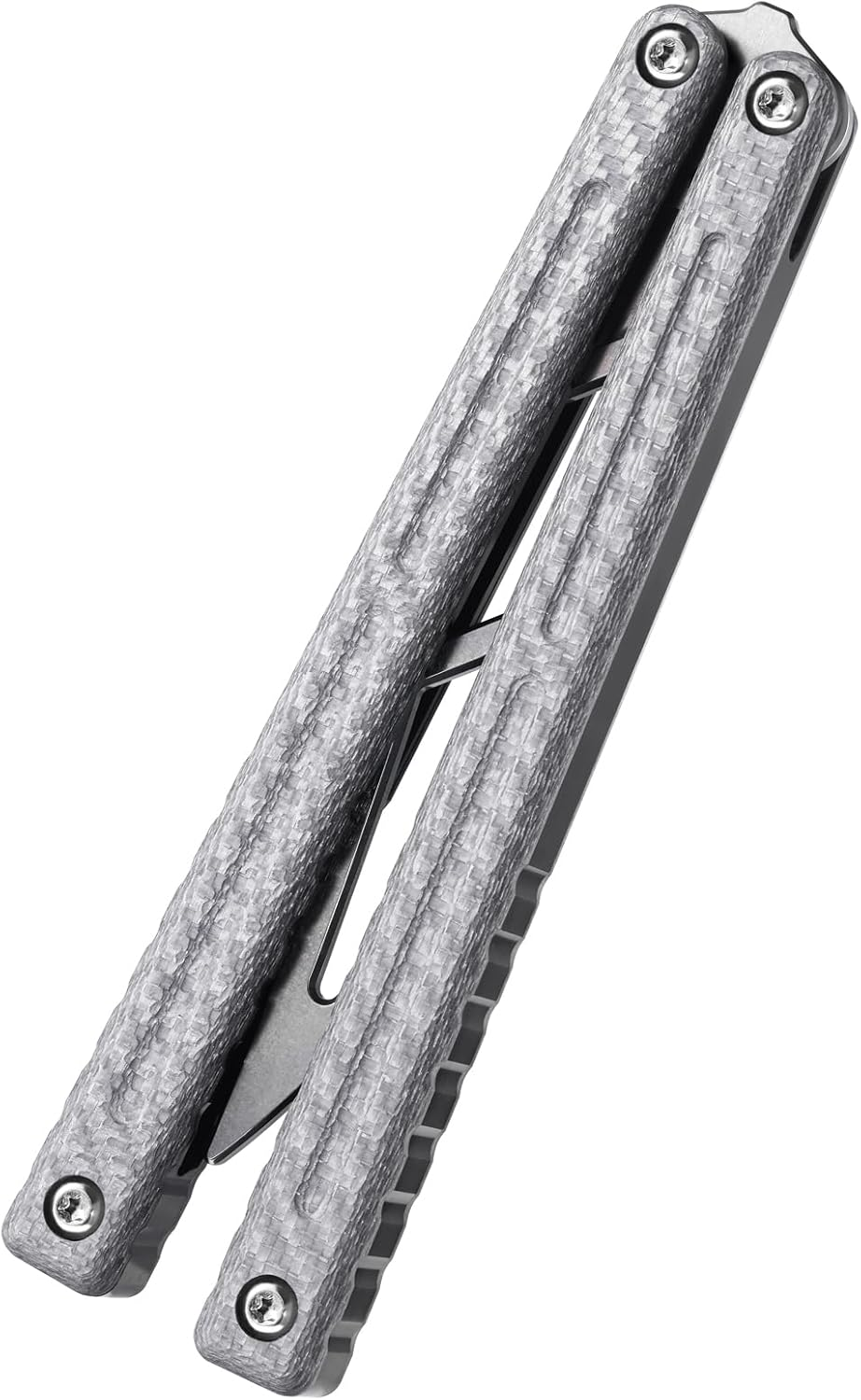 Thomas Refault Bowie, Strive for the Future, Fine-Tuning Bushing System, 7075 AL with G10 / Ultem/Carbon Fiber Channel Handle, Multifunctional Tool (Silver Carbon Fiber with Silver Trainer)