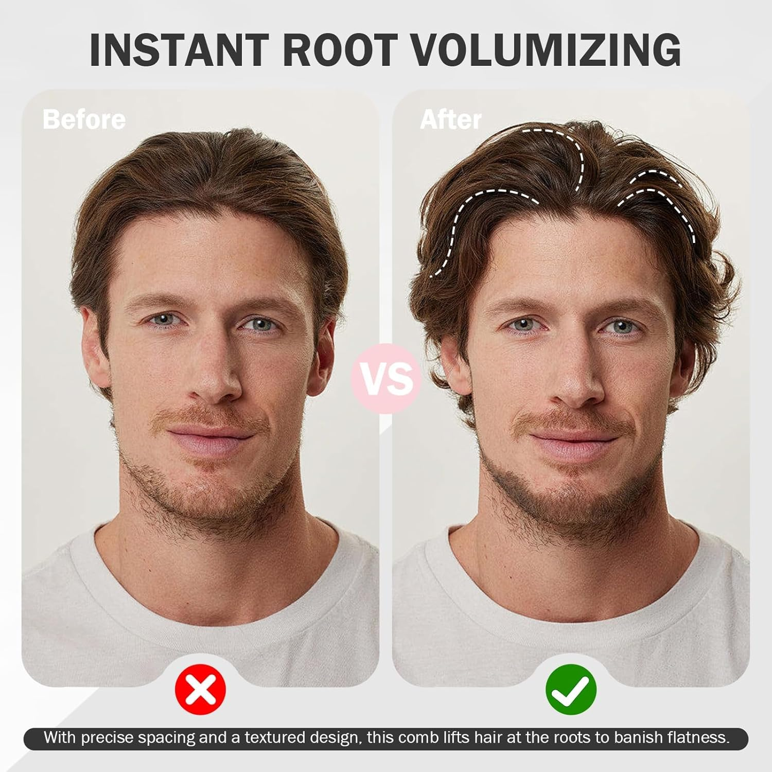 Texture Comb 2-Pack - Volumizing Wide Tooth Styling Comb for Fluffy Hair | Anti-Frizz Curly Hair Comb for Men & Women | Creates Volume & Perfect Fringe Parting (Blue & Pink)