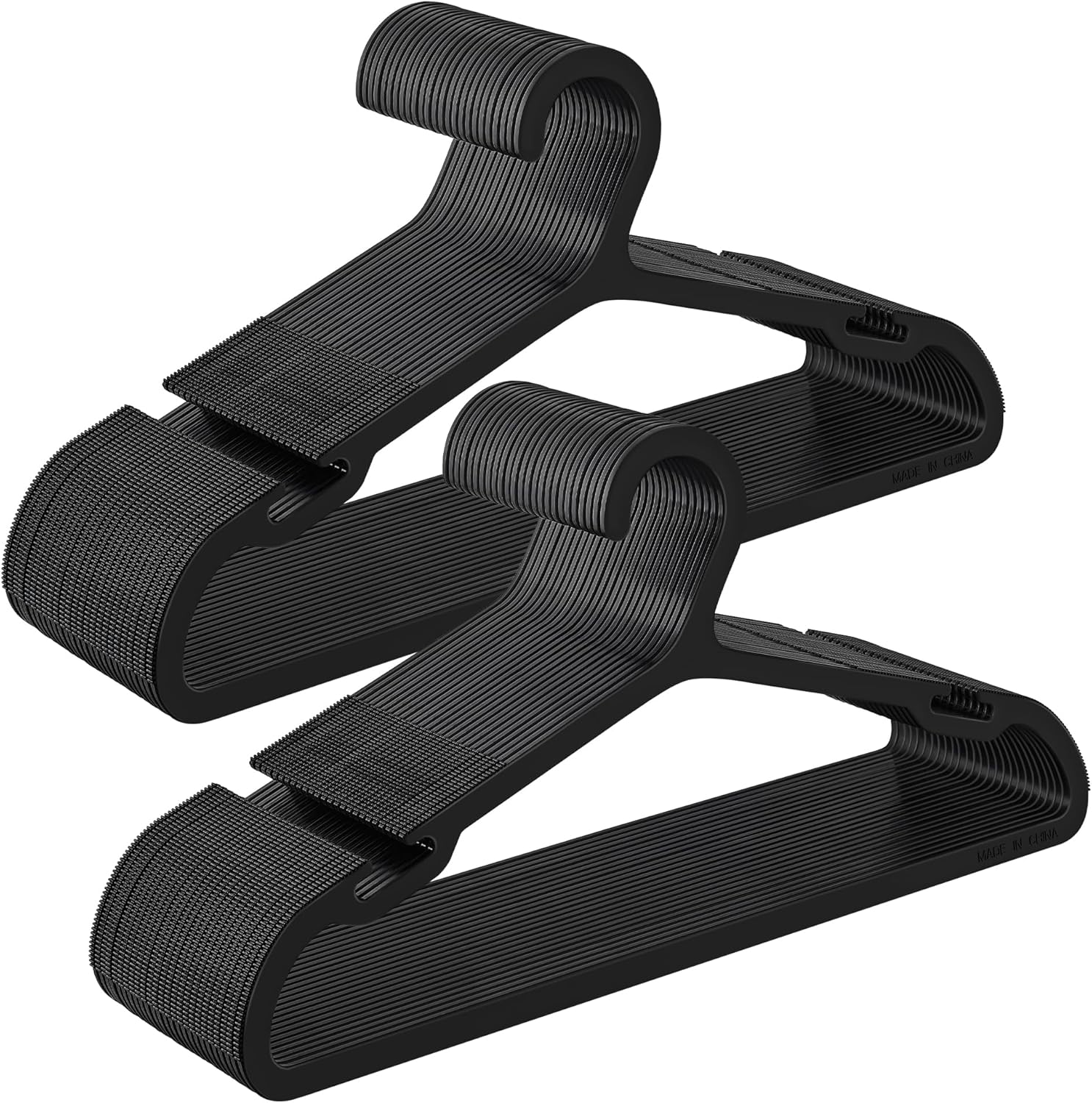 SONGMICS Clothes Hangers, Pack of 50, Plastic Hangers, with Wide Shoulder Notches, Space-Saving Coat Hangers, 16.4 Inches Wide, for Closet, Cloud White UCRP010W01