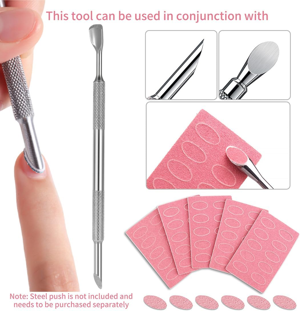 ZORVYN 1 X Stainless Steel Nail Driver and Manicure Sticks with 100 X Sandpaper, Cuticle Spoon Pusher, Dead Skin Fork Remover for Manicure, Pedicure and Nail Art image number 3