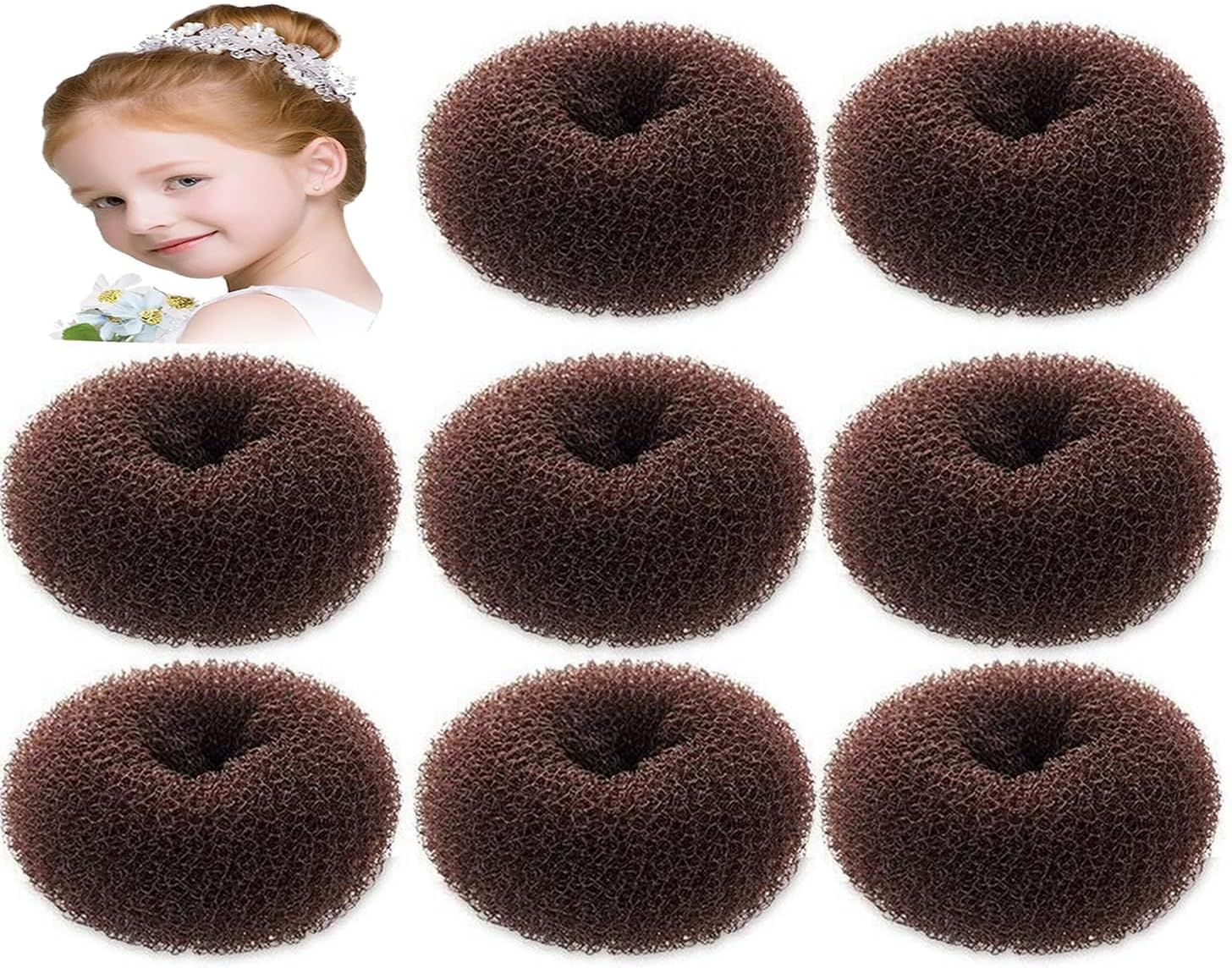 8Pack Hair Bun Maker for Kids, Small Donut Shapers - Create Perfect Buns with Ease - Hair Doughnut Shaper Kit for Women and Girls, Mini Hair Doughnut Shaper for Short and Thin Hair (Black)