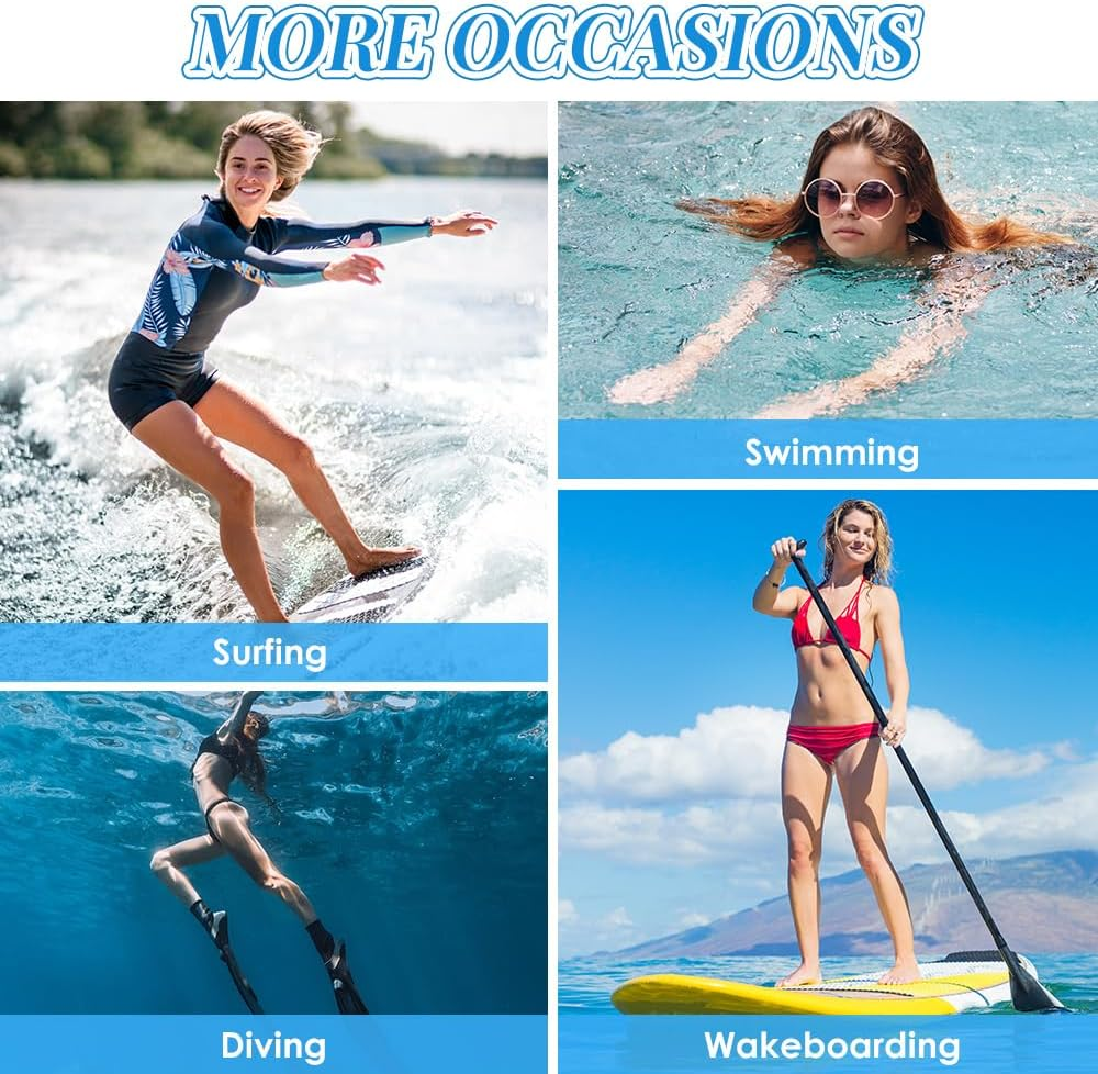 WOTOW Women'S One Piece Rash Guard Swimsuit, UPF 50+ Zip up Long Sleeve Boyleg Bathing Suit with Built in Bra, Summer Quick Dry Swimwear image number 3