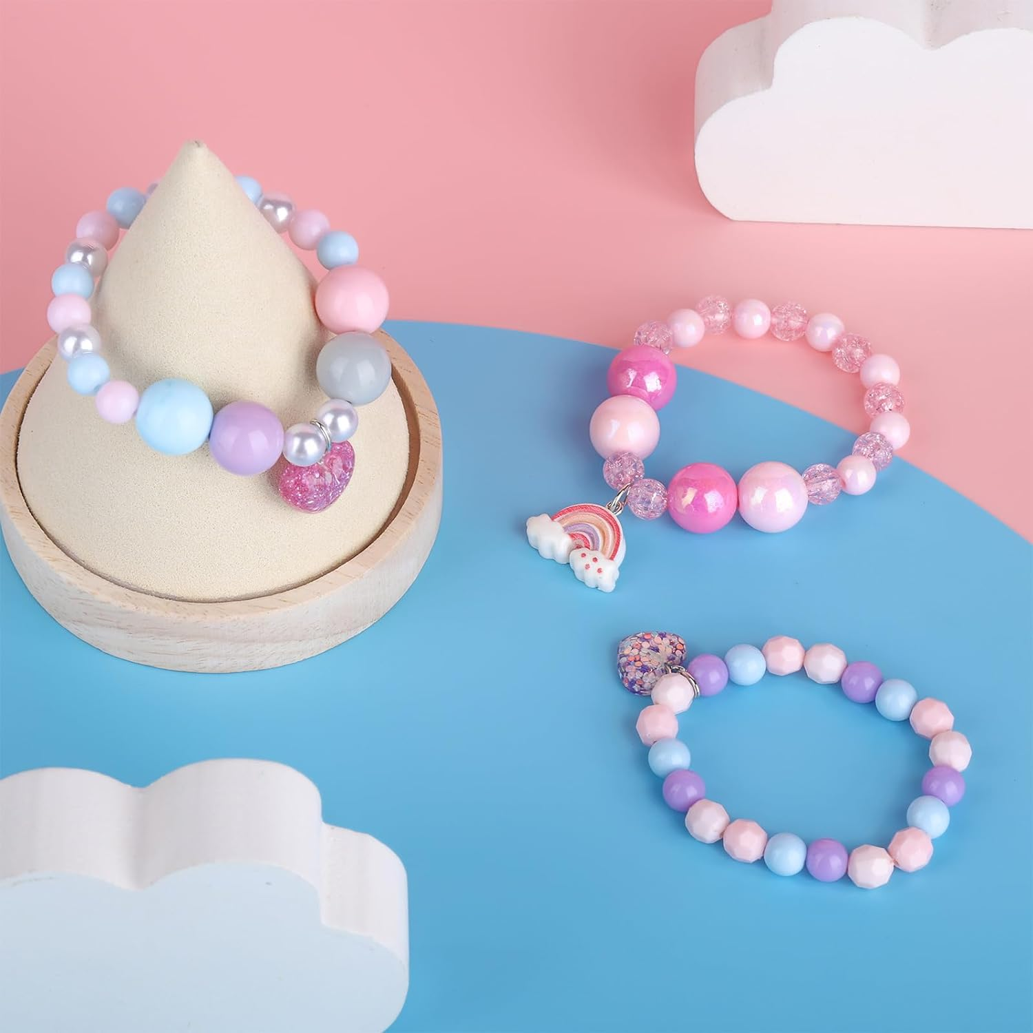 Niceup Kids Jewelry for Little Girls, Mermaid Unicorn Koala Kids Play Beaded Stretch Necklaces and Bracelets, Jewelry Gifts for Girl Toddler Princess Dress up Birthday Party Favors Party Bag Filler image number 5