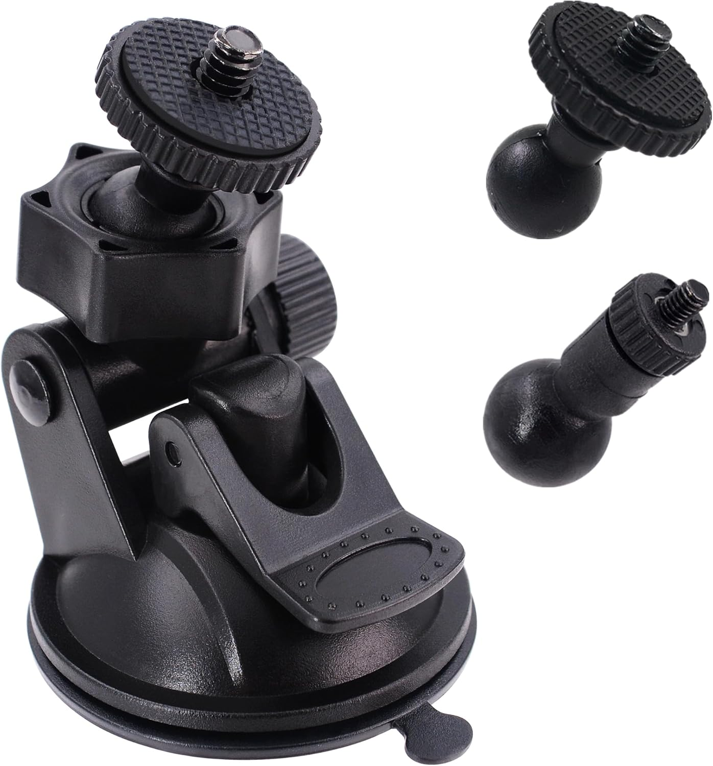 Isaddle CH01A 1/4" 1/8" Thread Camera Suction Mount Tripod Holder in Dash Cam Mount Holder - Screw Tripod Windshield Holder Fits Sony/Canon/Ricoh/Hp/Gopro/Oculus (M4 M6 Screw Join Ball Included)