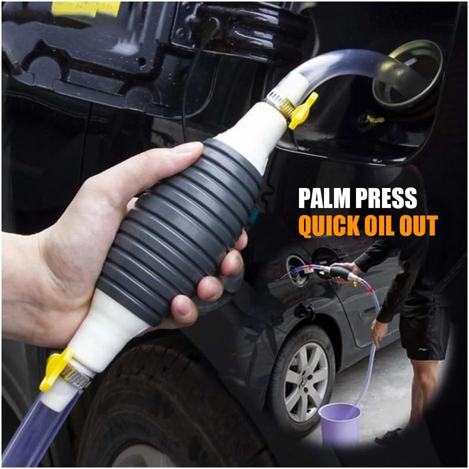 Multifunction Liquid Sucker Pump Siphon Pump for Gasoline Gas Oil Fuel Petrol Diesel Fluid Water Fish Tank, Manual Hand Pump Transfer Pump with Syphon Hose, Metal Buckles (3M) image number 3