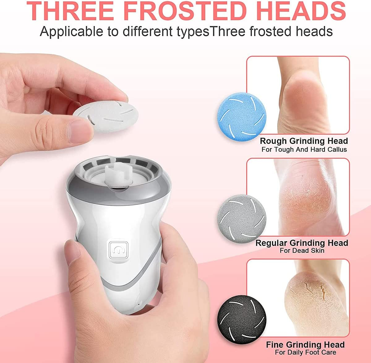 Electric Feet Callus Remover Portable Rechargeable Foot Grinder Foot File Pedicure Tools with Vacuum Adsorption Pedicure Foot Care Tools for Feet Cracked Heels and Dead Skin image number 1