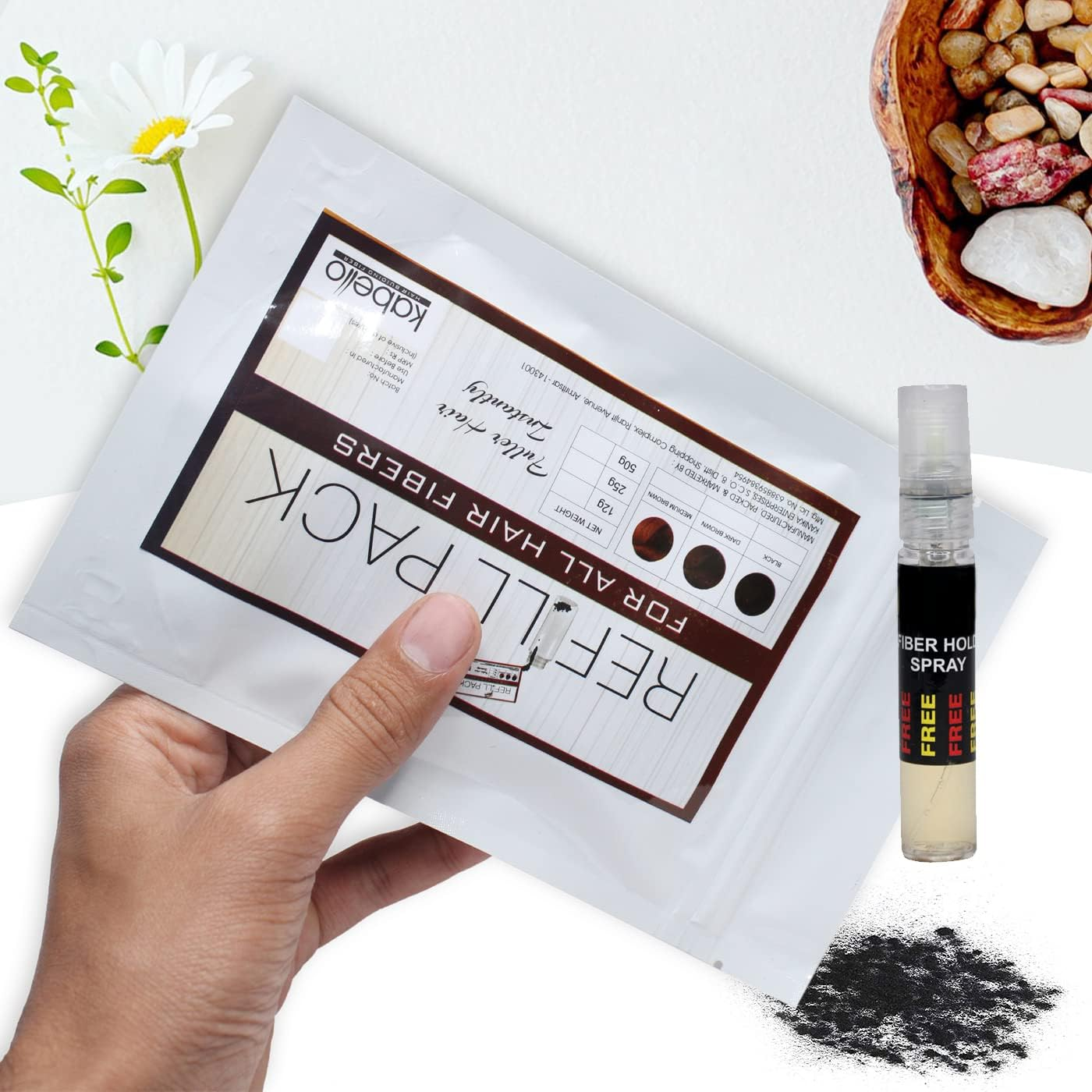 Kabello Hair Building Fiber Refill Pack with Hair Line Comb for Men and Women Fiber 100 Grams Black Pack of 1 image number 4