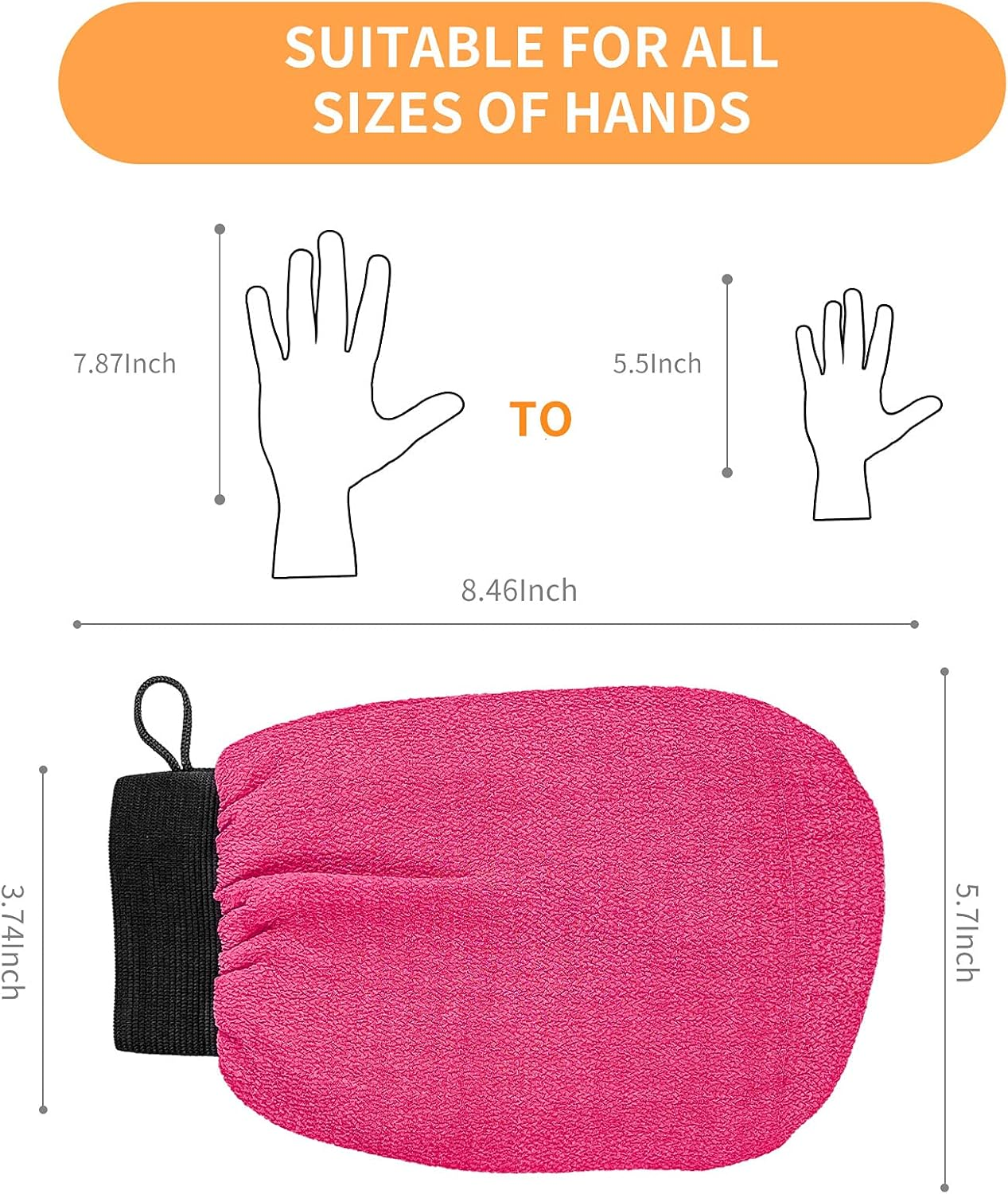 Yiclick Korean Exfoliating Gloves 2 Pcs, SPA Exfoliator Scrub for Bath Shower Exfoliation Mitt, Body Scrubber Exfoliator, Dead Skin Remover Mitt for Women Men, Brush Sponge Loofah (Red) image number 3