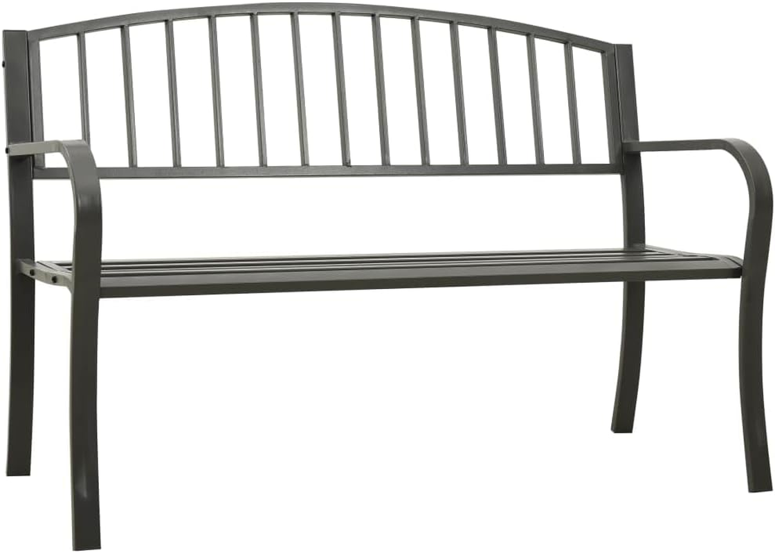 Vidaxl Garden Bench - Grey Powder-Coated Steel, 120 Cm Width, Comfortable Outdoor Seating for Patio & Garden Spaces image number 1