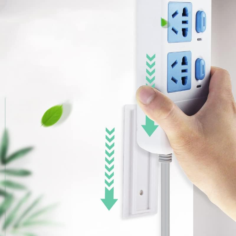AIMALL 4PCS Magic Power Strip Holder, Seamless Punch-Free Wall Fixer, Durable ABS Plastic, Heat Resistant, Strong Adhesive Socket Sticker for Easy Installation, 3.94 X 1.57 Inches