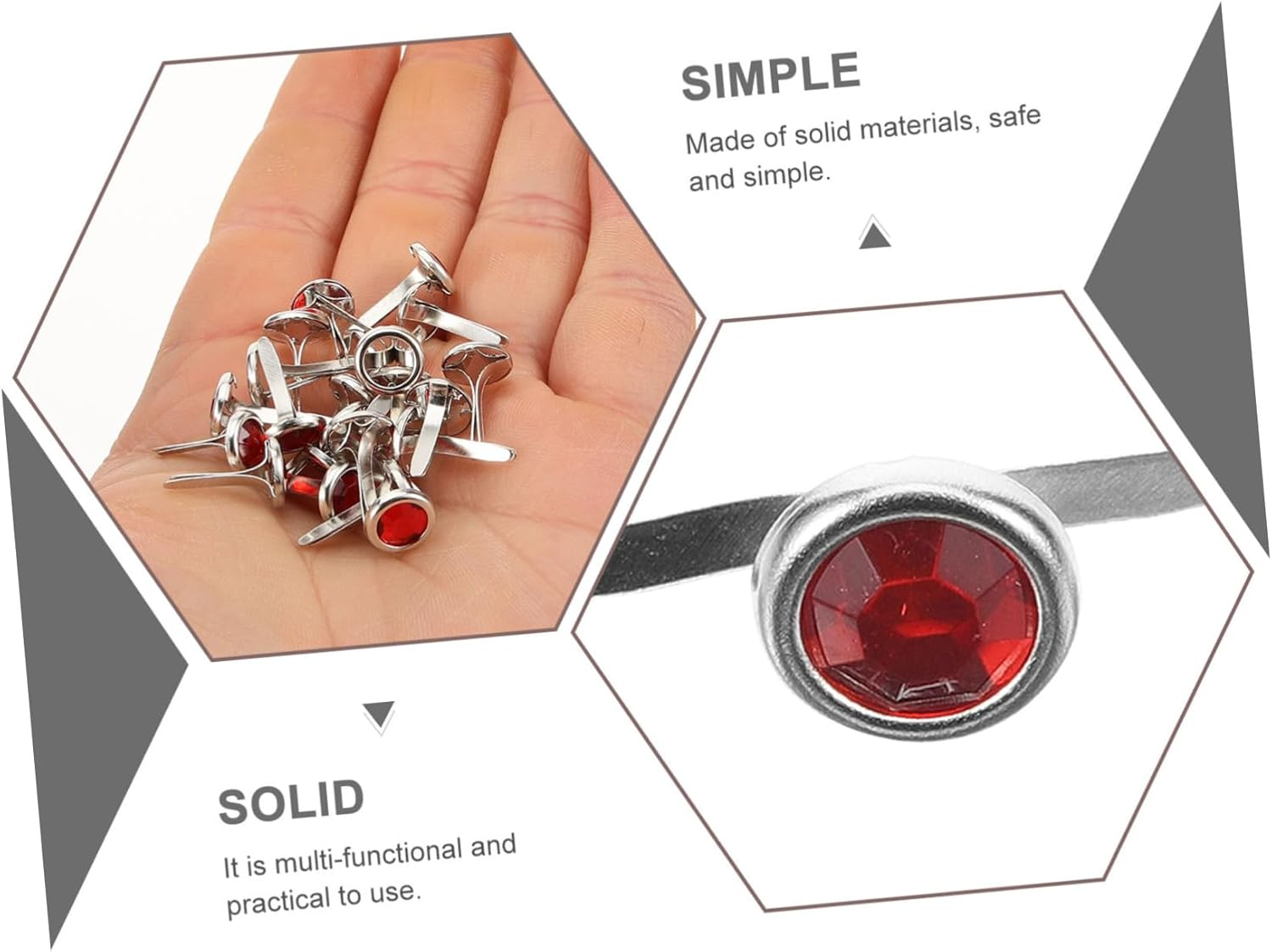 OSALADI 100Pcs Colorful round Rhinestone Brads for Boys and Girls DIY Crafts Red Metal Fasteners for Scrapbooking and Art Projects image number 1