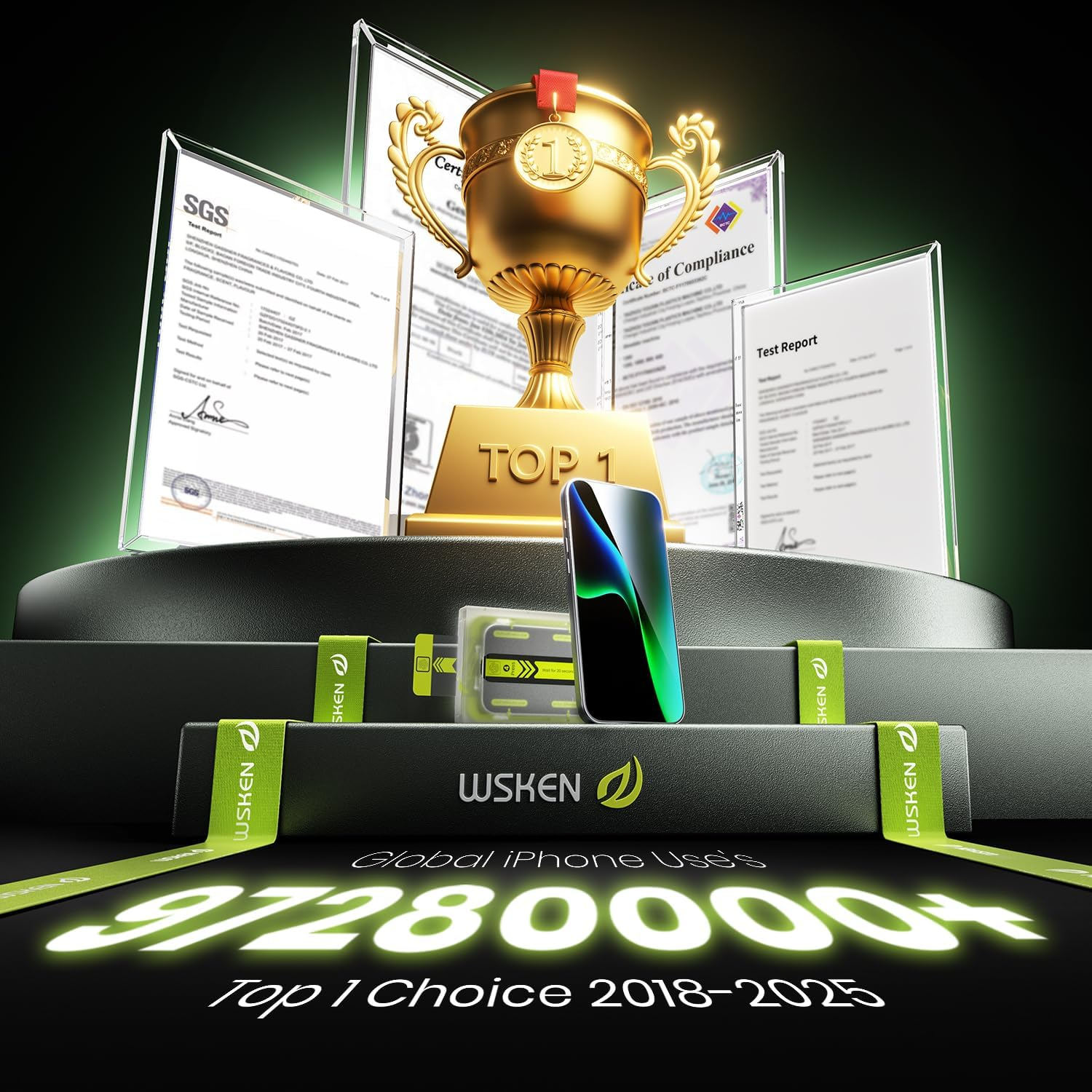 WSKEN for Iphone 17 Pro Screen Protector - [Auto-Dust Removal] [Top 9H+ Tempered Glass] 12FT Shatterproof Military Grade Diamond HD Durable Flim Easy Install Case Friendly, 2 Pack image number 4