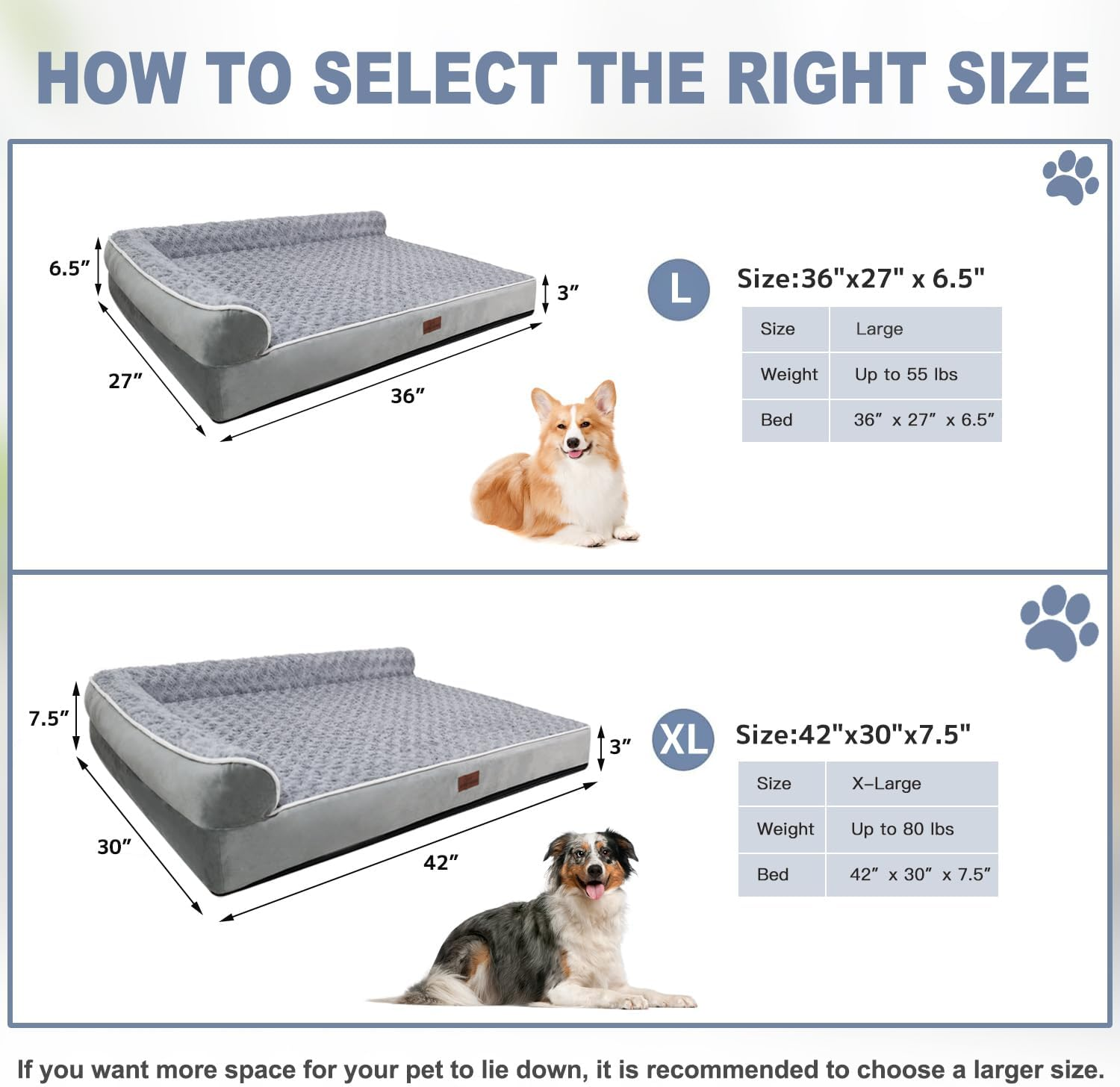 Honomastry Orthopedic Dog Bed for Large Dogs - Waterproof Pet Bed with Removable Washable Cover, Couch-Style Design for Medium/Big Dogs Comfort, Orthopedic Support for Joint Pain Relief (L, L-Shaped) image number 4