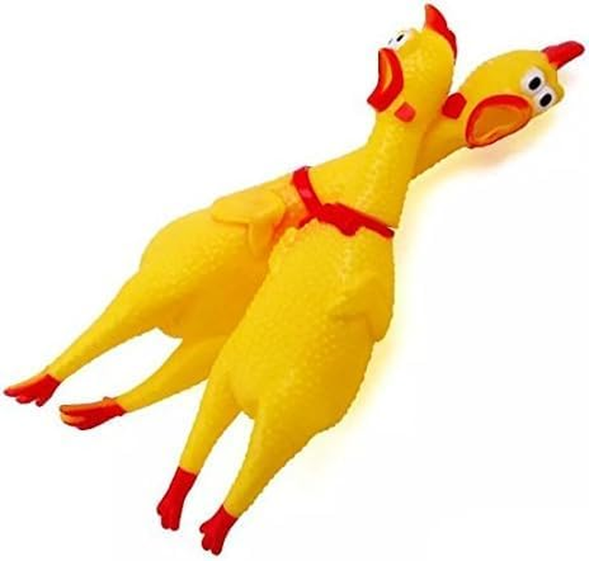 Rubber Chicken Toy 2 Pack 30 Cm Yellow Squeaky Dog Toy, Funny Chicken Toy Compatible with Dogs, Party Decorative Gift,- Haheihei image number 2
