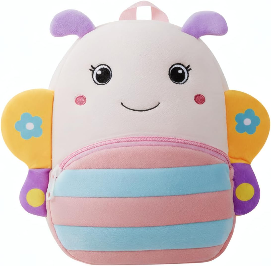 Ultra-Light Toddler Plush Backpack with 3D Animal Design, Soft Mini School Bag for Kindergarten, Daycare & Travel, Cute Cartoon Rucksack for Baby Boys & Girls