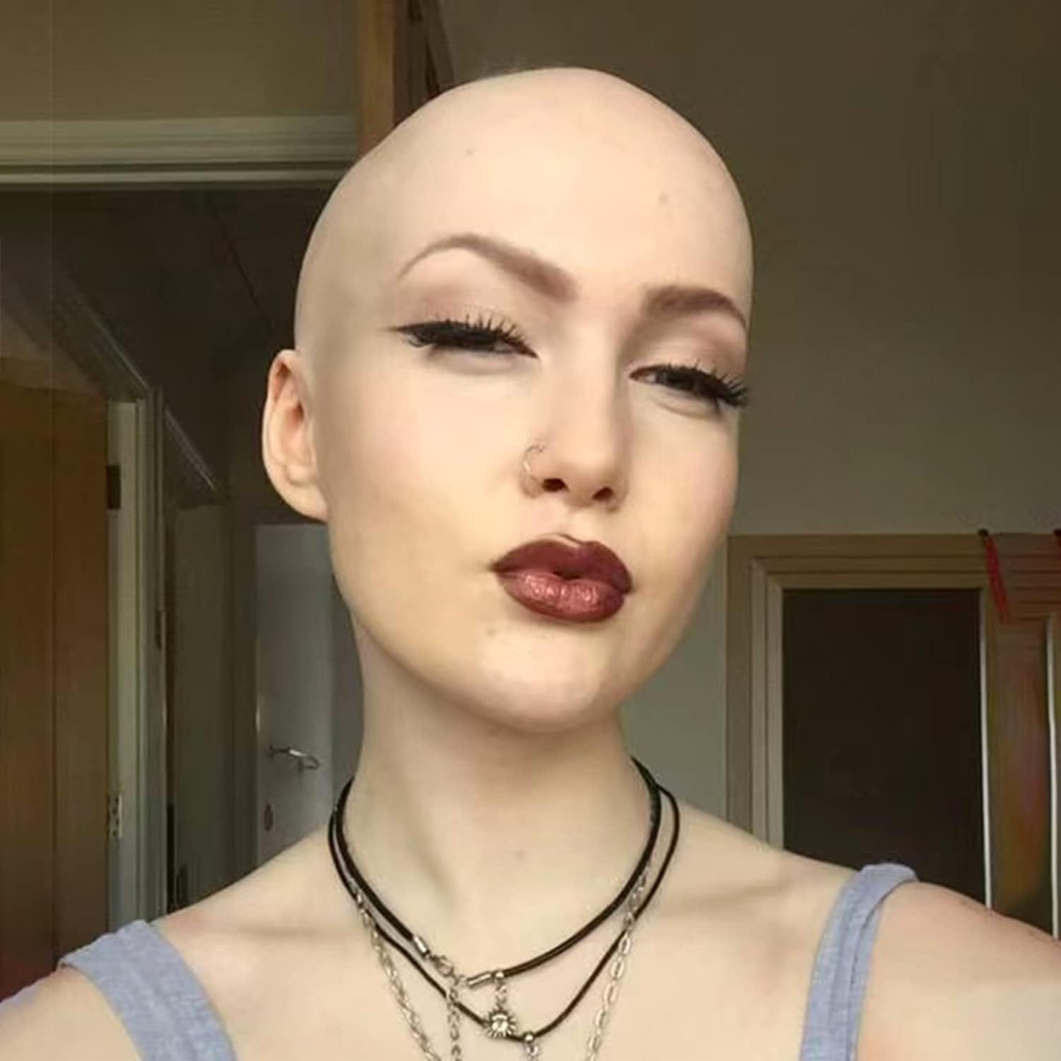 3 Packs Makeup Latex Bald Caps with 4 Nylon Wig Caps for Adult Head Wig Cap Costume Party Adult Costume Accessory image number 1