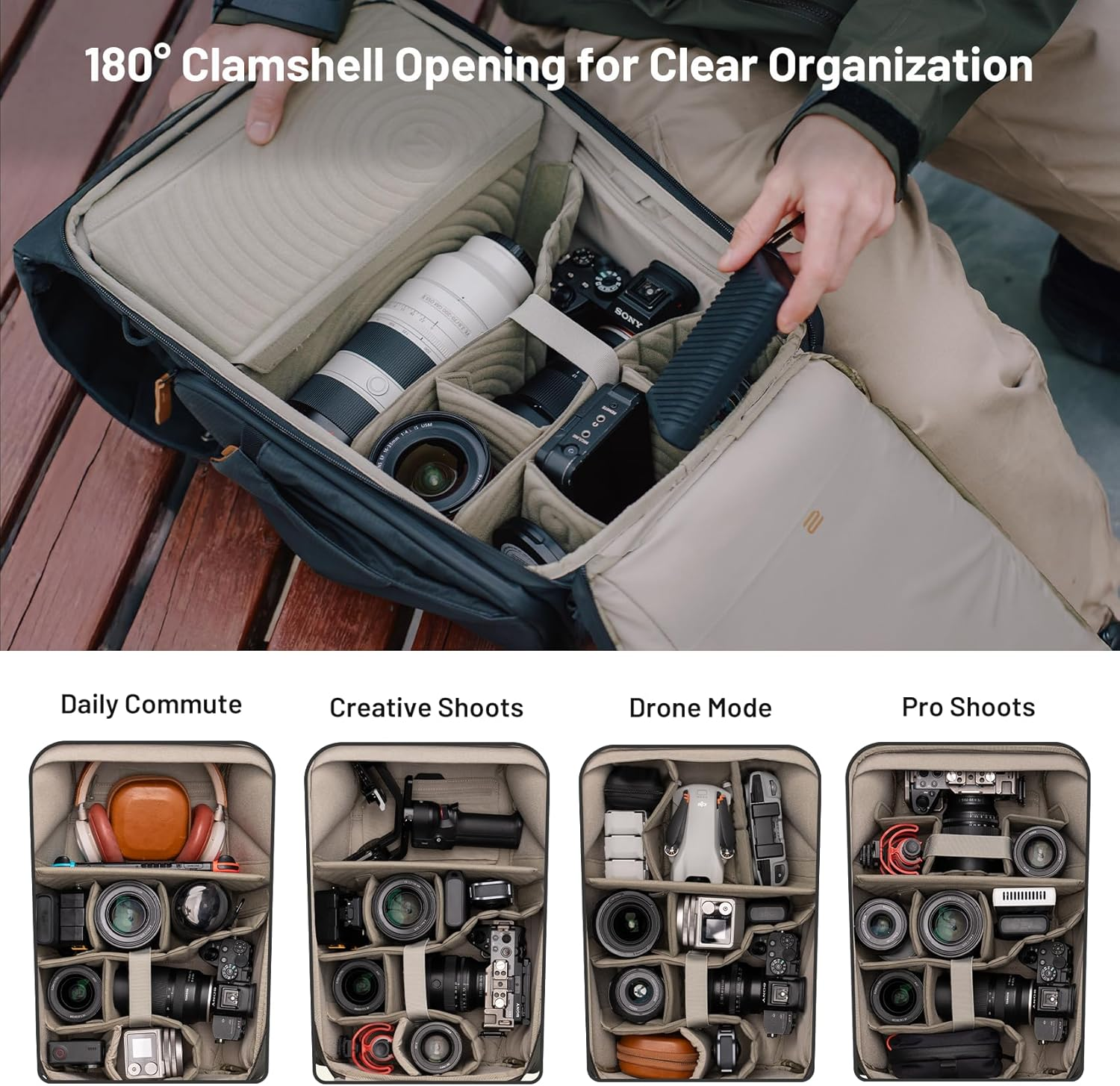 PGYTECH Onego 2 Camera Backpack 20L with Laptop/Ipad Compartment Waterproof Camera Backpack for Urban & Travel Photography &ndash; Compatible with Sony/Canon/Nikon/Dslr/Slr Mirrorless Cameras, Matte Black image number 6