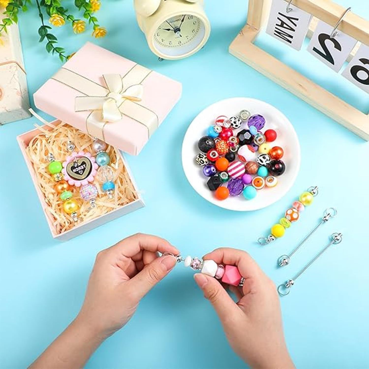 Blank Beadable Keychain Bars Metal Bead Keychain Bar Link Detachable Key Chain for DIY Craft Making Gift Accessories(20Pcs) image number 5