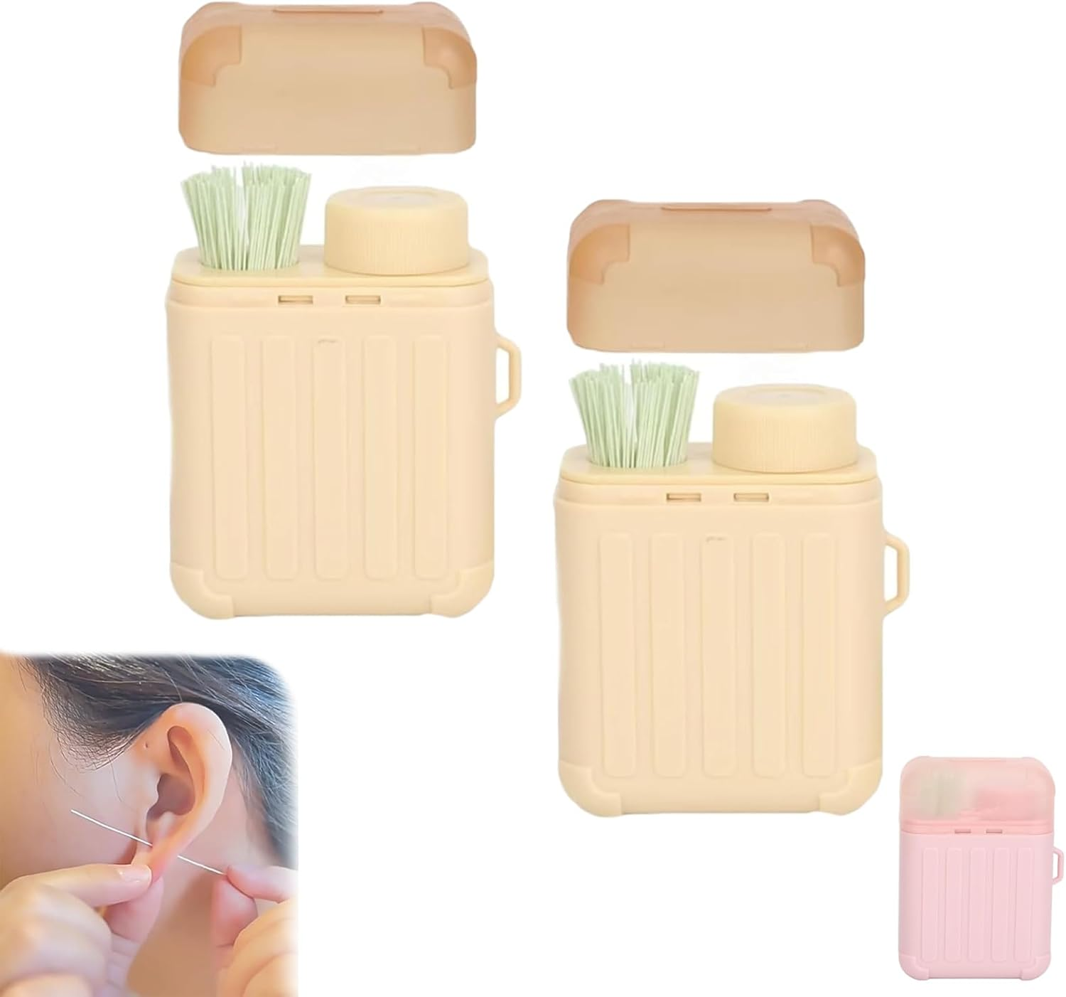 Ear Piercing Cleaning Kit, Ear Piercing Hole Cleaner Floss Kit with 240Pcs, Disposable Aftercare Cleaners, Earrings Hole Cleaner Floss, Ppiercing Aftercare Kits, Quick and Easy Use (Mint)