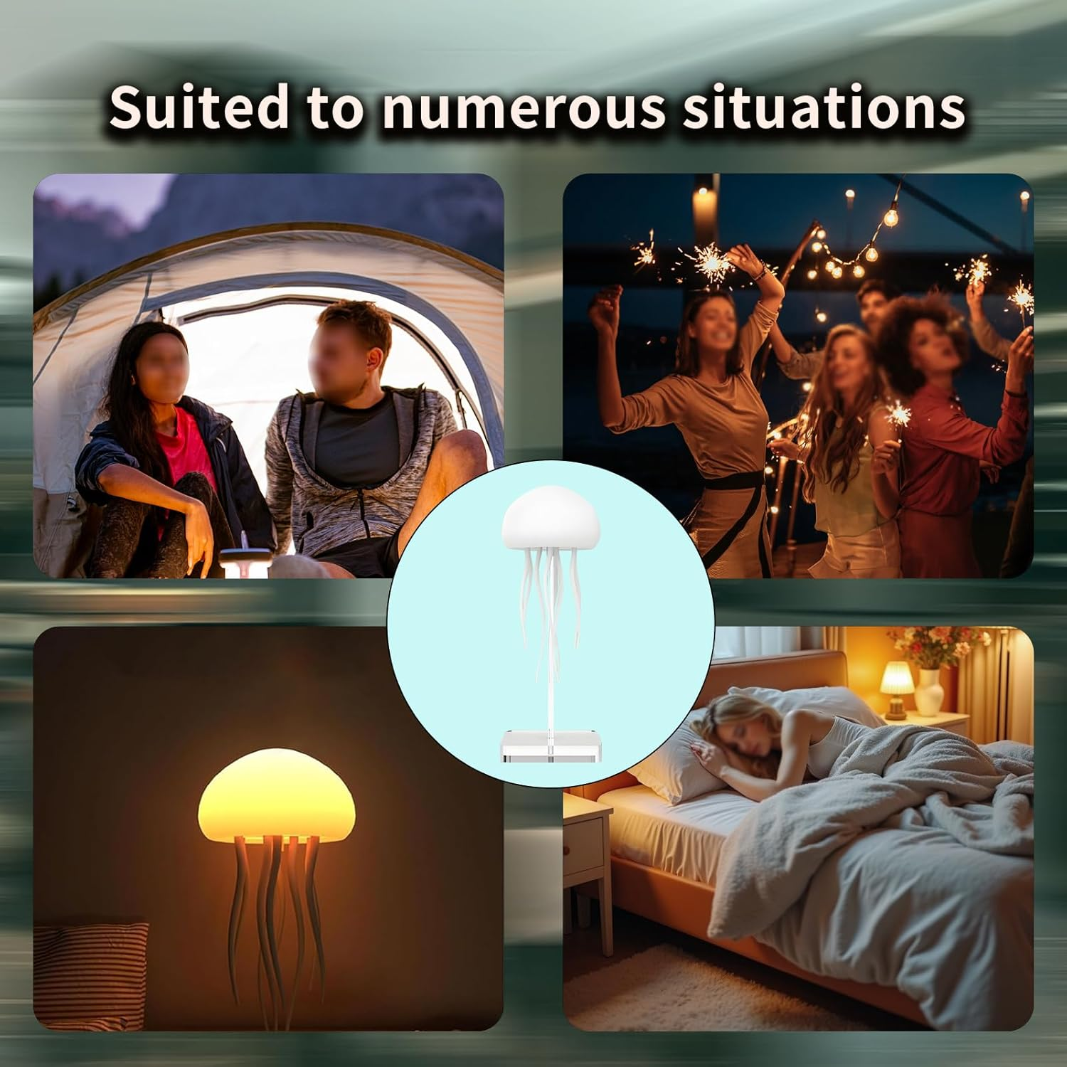 Jellyfish Lamp, LED Jellyfish Night Light with Dancing Legs, Rechargeable RGB Gradient Jellyfish Table Lamp with Voice Control Touch Sensor (Base Type) image number 1