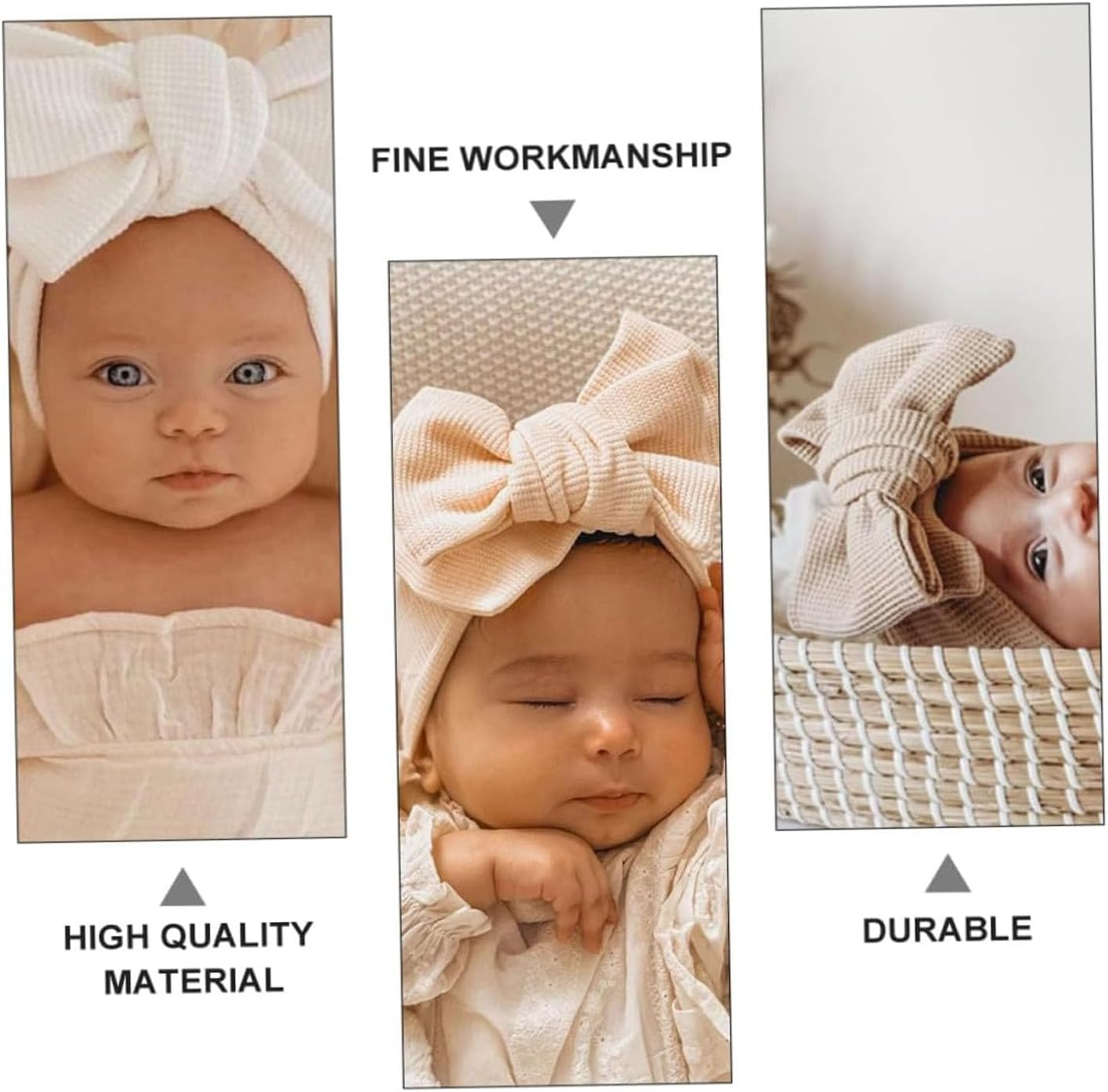 2Pcs Headbands with Large Hair Bow for Newborns, Soft Knitted Oversized Bow Headbands for Baby Girls, Perfect Hair Accessories for Birthday Party, Halloween & Christmas Photo Shoots image number 6