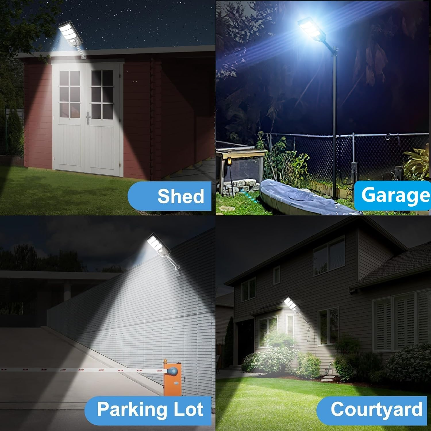 Solar Street Lights Outdoor, 1200W LED Solar Parking Waterproof Light with Motion Sensor Remote Control, 8500K Dusk to Dawn LED outside Security Flood Commercial Lighting for Yard, Parking Lot image number 5