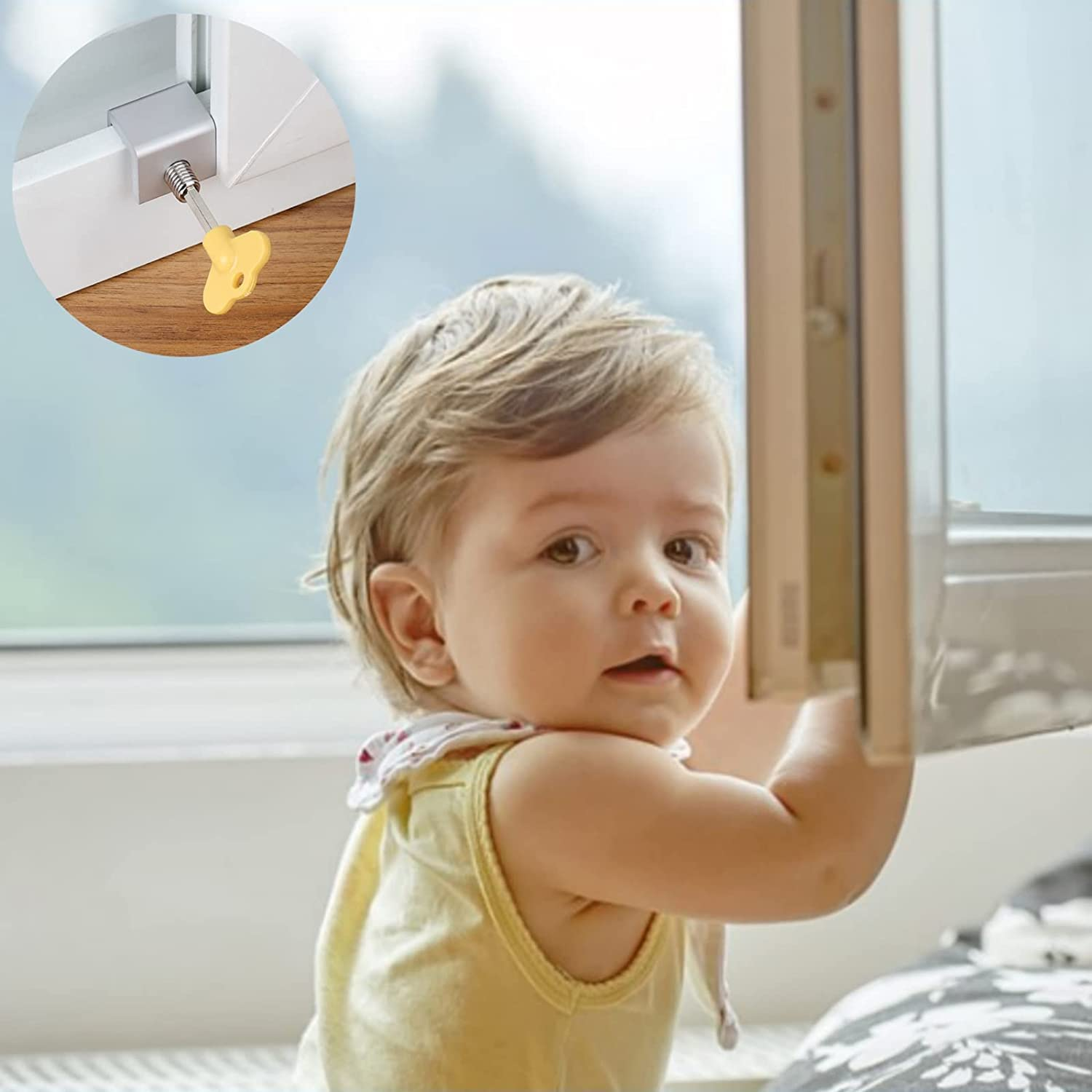 Window Locks, 8 Sets Sliding Security Window Locks for Vertical Horizontal Sliding Windows Sliding Doors, Adjustable Window Locks Security Window Stoppers for Patio Bedroom Home and Office image number 1