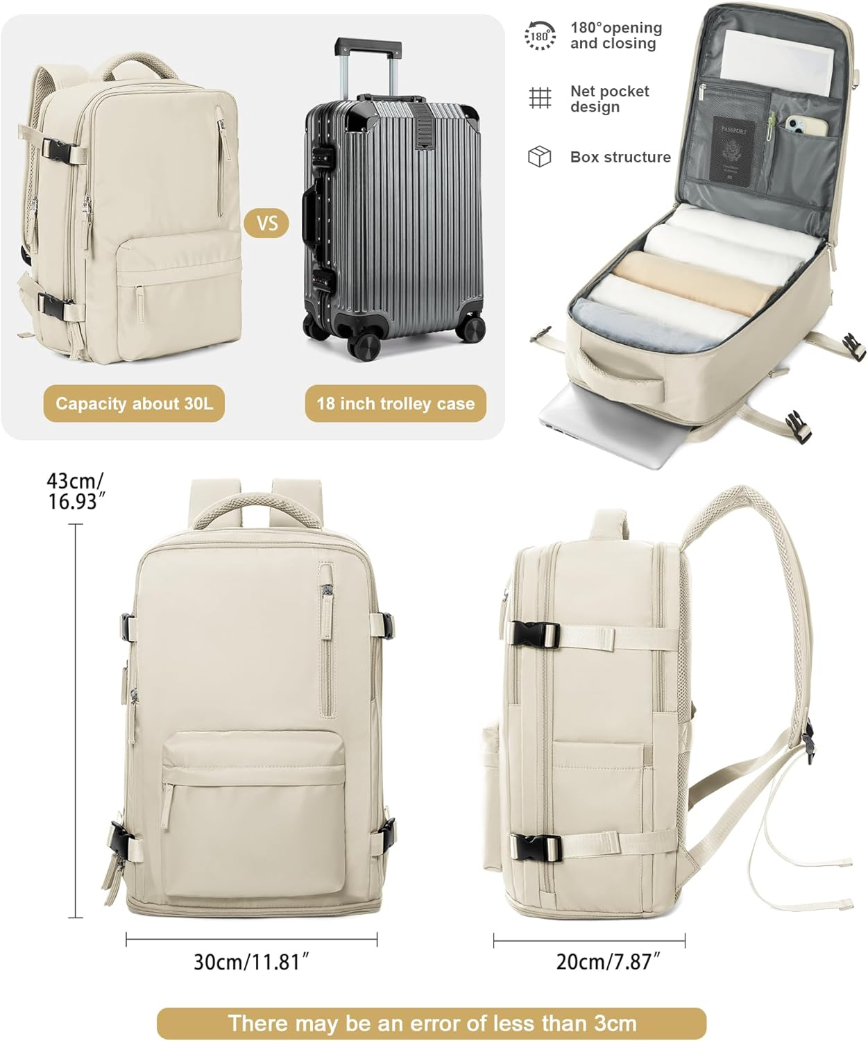 VGCUB Large Travel Work Business Backpack Carry on Flight Approved Laptop Backpack for Women Men Mochila De Viaje