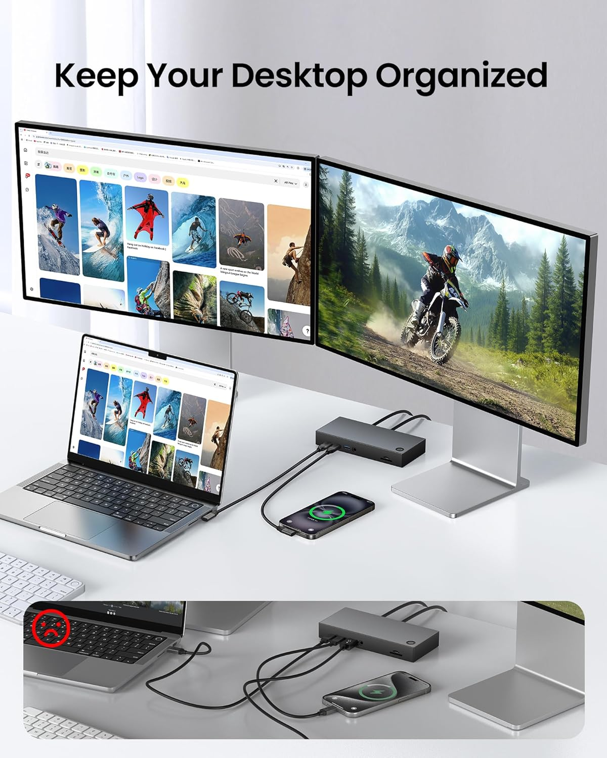 Silkland USB C Monitor Display Cable Right Angle 2M, 5K/4K@60Hz 8K@30Hz 90 Degree USB C 3.2 Gen 2X2 Video Cable, 20Gbps Data Transfer, 240W Fast PD Compatible for Macbook, Tablet, Mac Studio image number 6