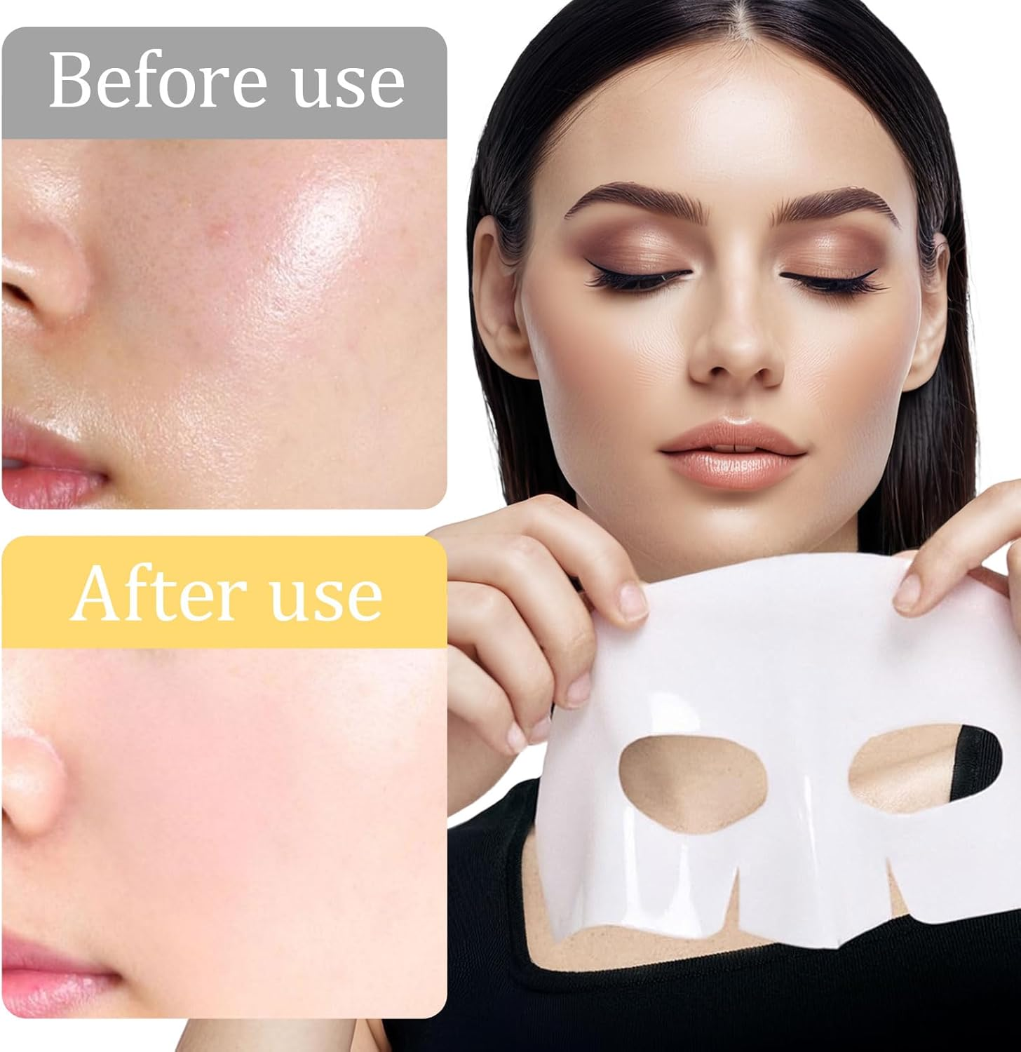 4 Pcs Collagen Face Mask,Nighttime Moisturizer,Bio Collagen Face Mask,Overnight Face Mask,Face Mask Skincare, Improves Facial Elasticity and Moisturization(Yellow) image number 5