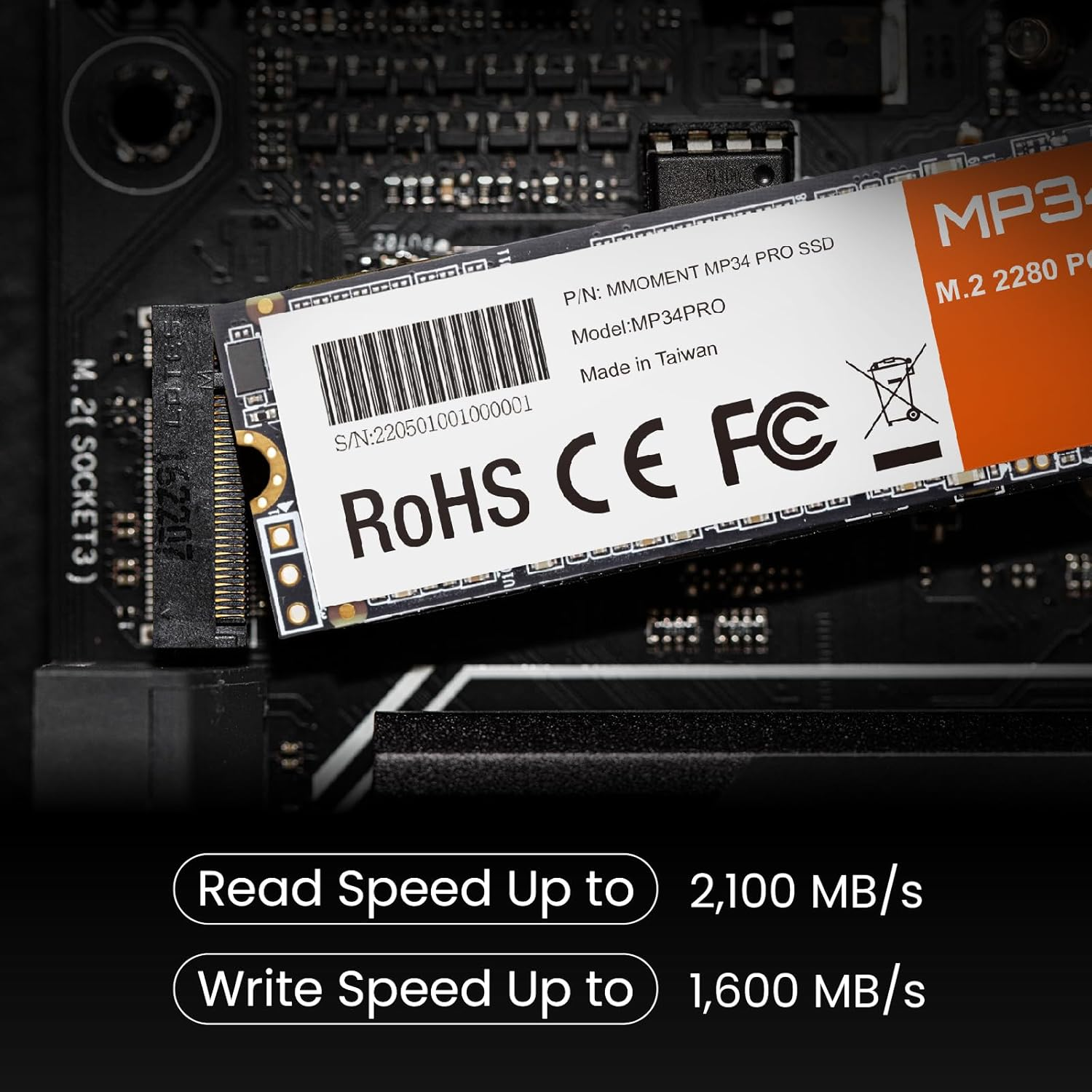 MMOMENT MP34 PRO 1TB Pcie Gen3 Nvme M.2 2280 Internal Solid State Drive, Gen3.0X4, Read Speed up to 3500Mb/S, for Laptop, Desktop and Gaming image number 1
