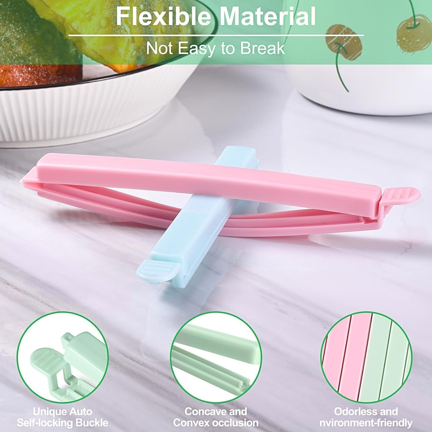 12 Pcs Bag Sealing Clips for Food Package, Resealable Chip Clips Food Bag Sealers for Food Storage Snack Bags - Washable, Freeze-Resistant, and Microwave Safe(15 Cm, 12Cm) image number 5