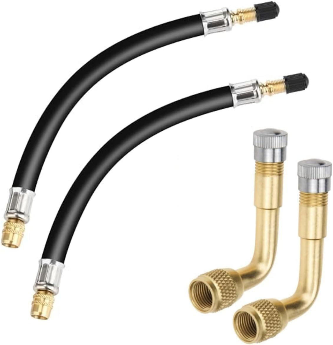 Two Flexible Stem Extenders 160Mm and Two 90 Degree Brass Tire Stem Extension Adapters, Tire Valve Extension Adapters for Bicycles, Motorcycles and Cars image number 5
