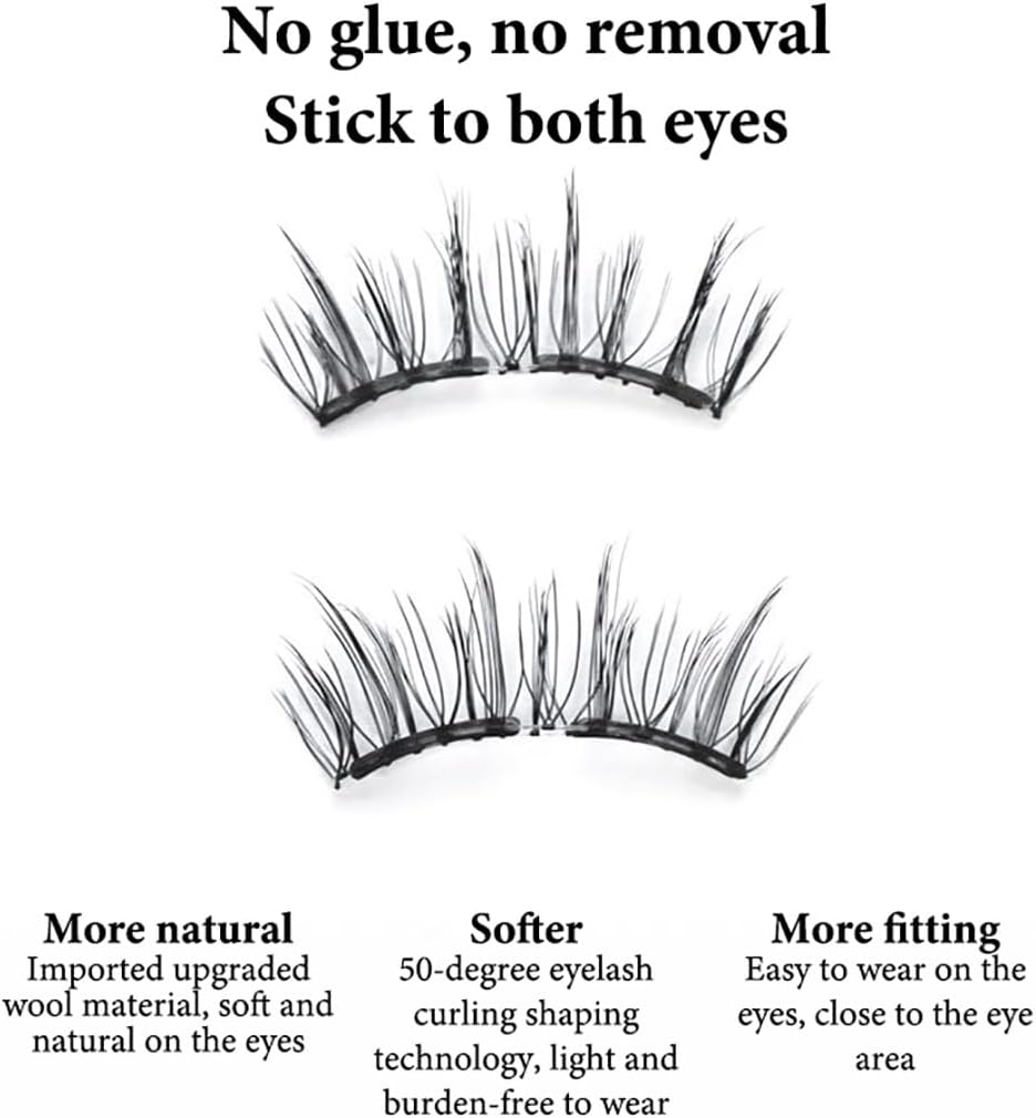 Magnetic Eyelashes with Applicator, Soft Upgrade Magnetic Lashes Natural Look, No Glue Eyeliner Needed Reusable False Eyelashes, Waterproof Lightweight Magnets Lashes for Daily(Style B,02) image number 1