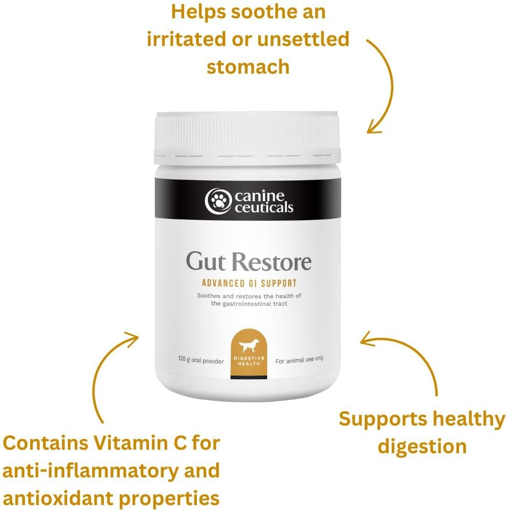 Gut Restore - Advanced GI Support for Dogs - Strengthen Gut Lining - Support Healthy Gut Flora - Reduce Inflammation - Aid Digestion & Immune Function - Soothe Gut Discomfort