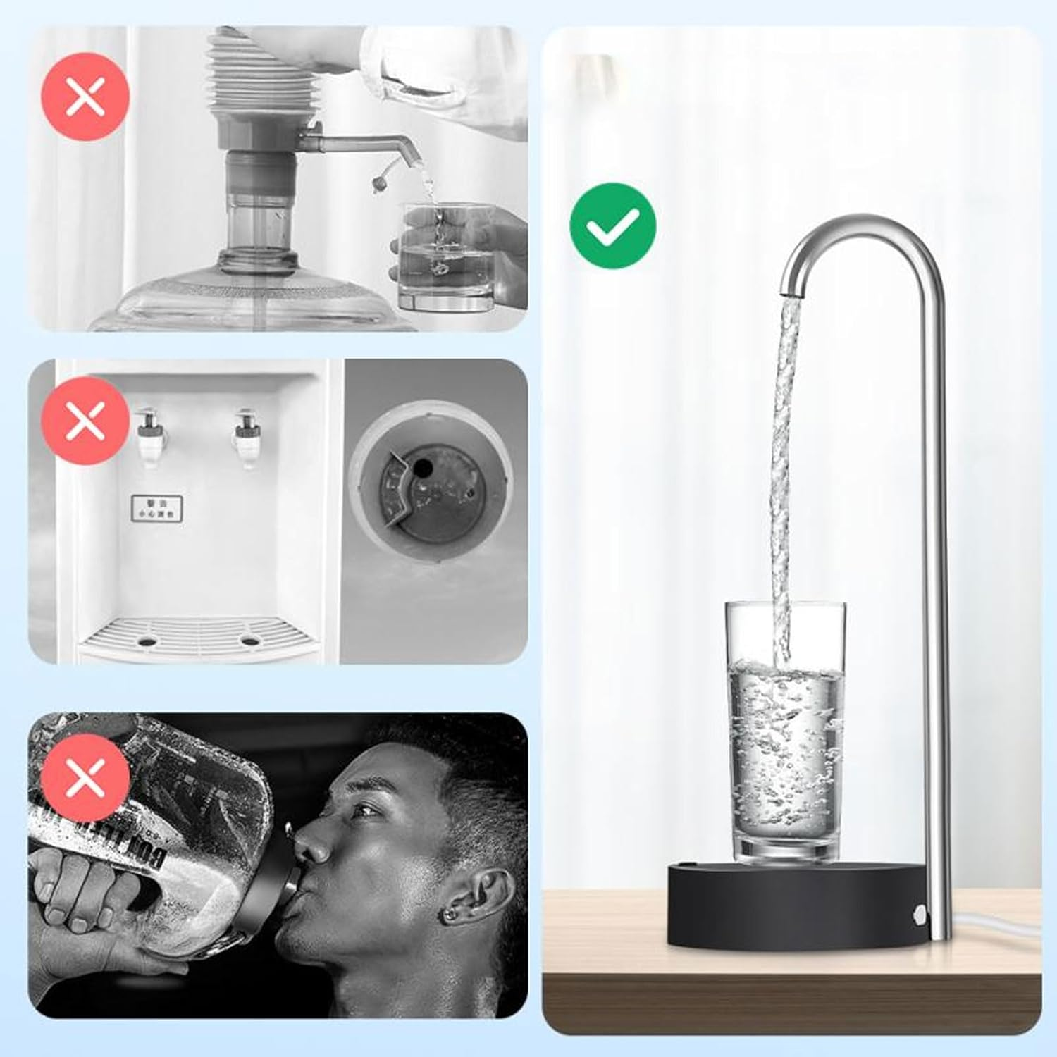 Desktop Water Dispenser, Automatic Drinking Electric Mineral Water Bottle Pump for Home and Office, Water Bottle Dispenser, Electric Water Dispenser (Black) image number 6