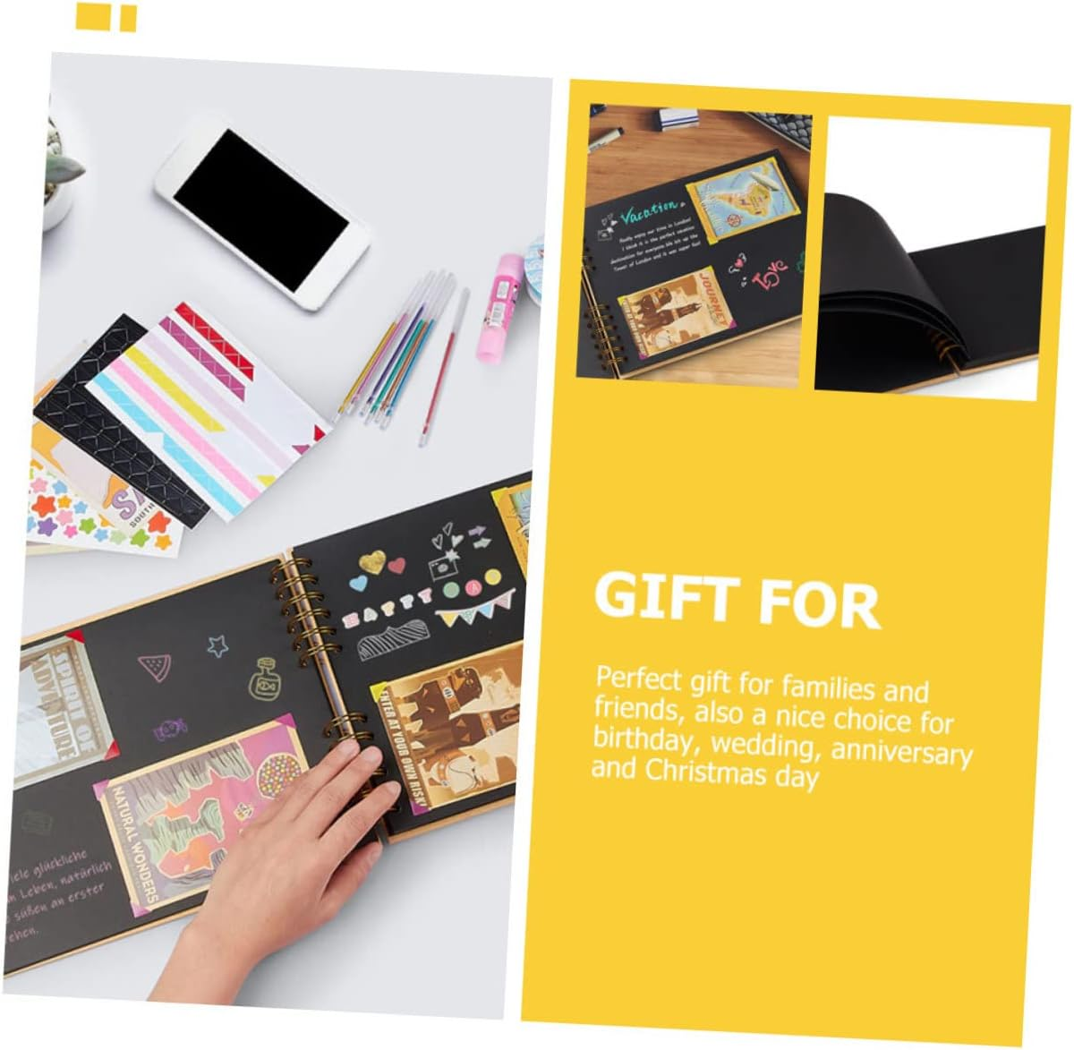 Yardenfun Portable Diy Photo Album Scrapbook for Travelling Blank Pages Picture Holder for Boys and Girls Creative image number 2