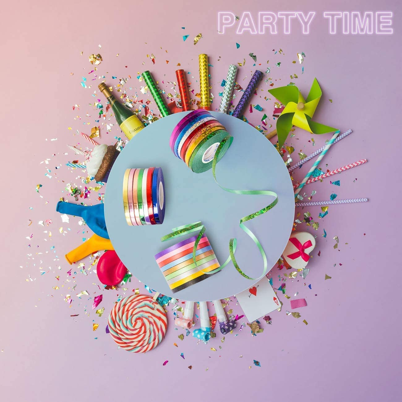 LEMESO 24 Rolls Curling Ribbon Assorted Colors Balloon String for Crafts Gift Wrapping,Party Decor, Florist Bows & Wedding Decoration(20M/Rolls) image number 5