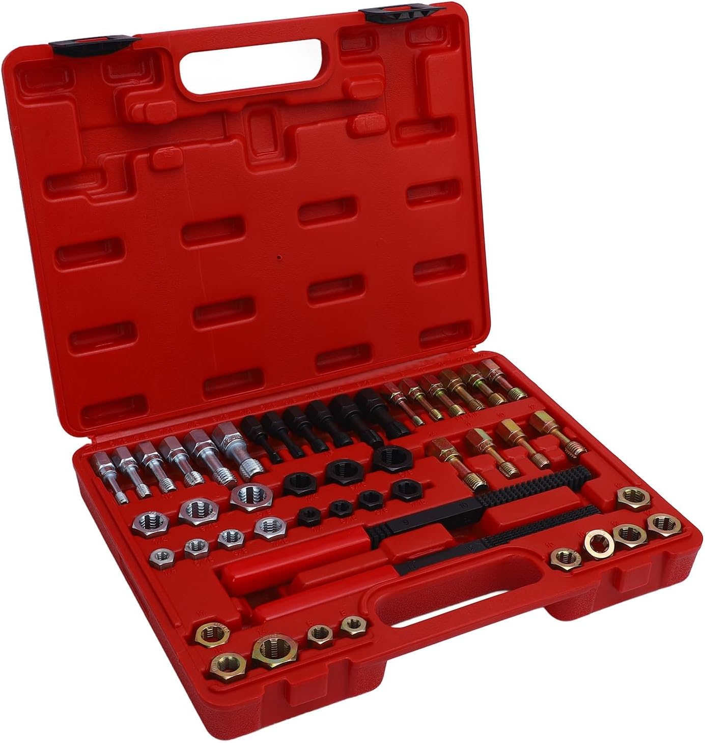 Thread Chaser Set 48Pcs Thread Repair Kit,Unc/Unf/Metric Thread Restoring Files Tap and Die Kit,With 24 Rethreading Dies,22 Rethreading Taps,2 SAE Thread Files Thread Restorer,For Most Metals image number 2