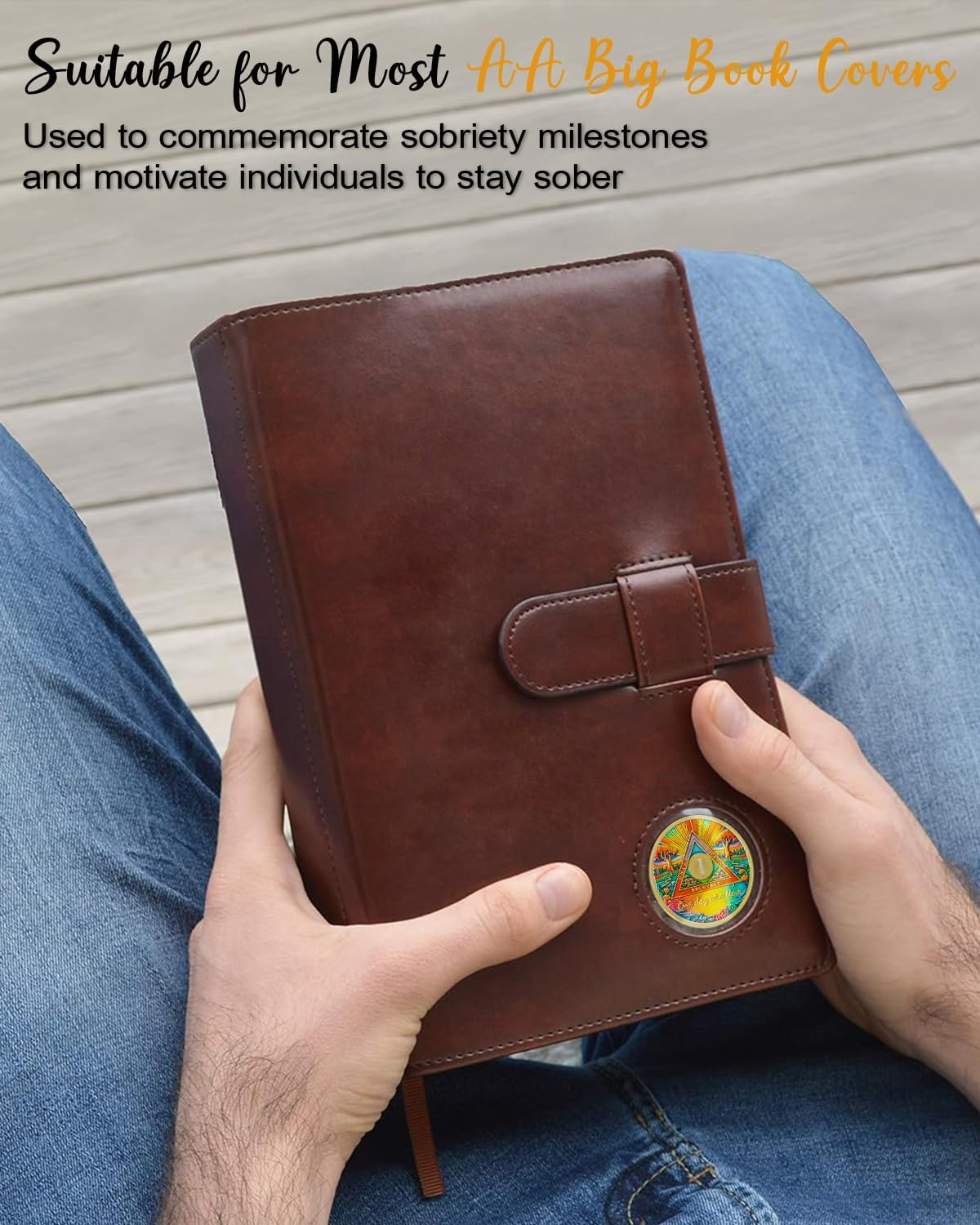 CHURYUML 1 Year Sobriety Coin - One Day at a Time Sober Chip, One Year AA Coins Recovery Medallions Alcoholics Anonymous Token Sobriety Gifts for Women & Men Celebrating Milestones in Sobriety image number 2