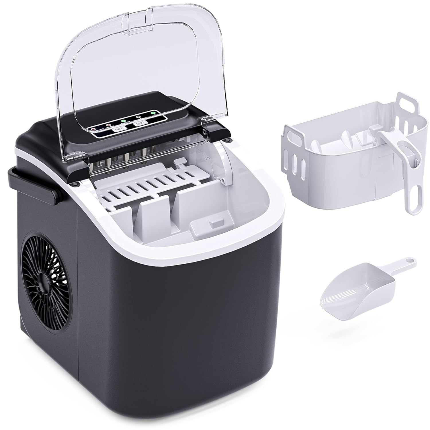 12KG Ice Maker Machine Portable Ice Cube Maker Countertop Black image number 3