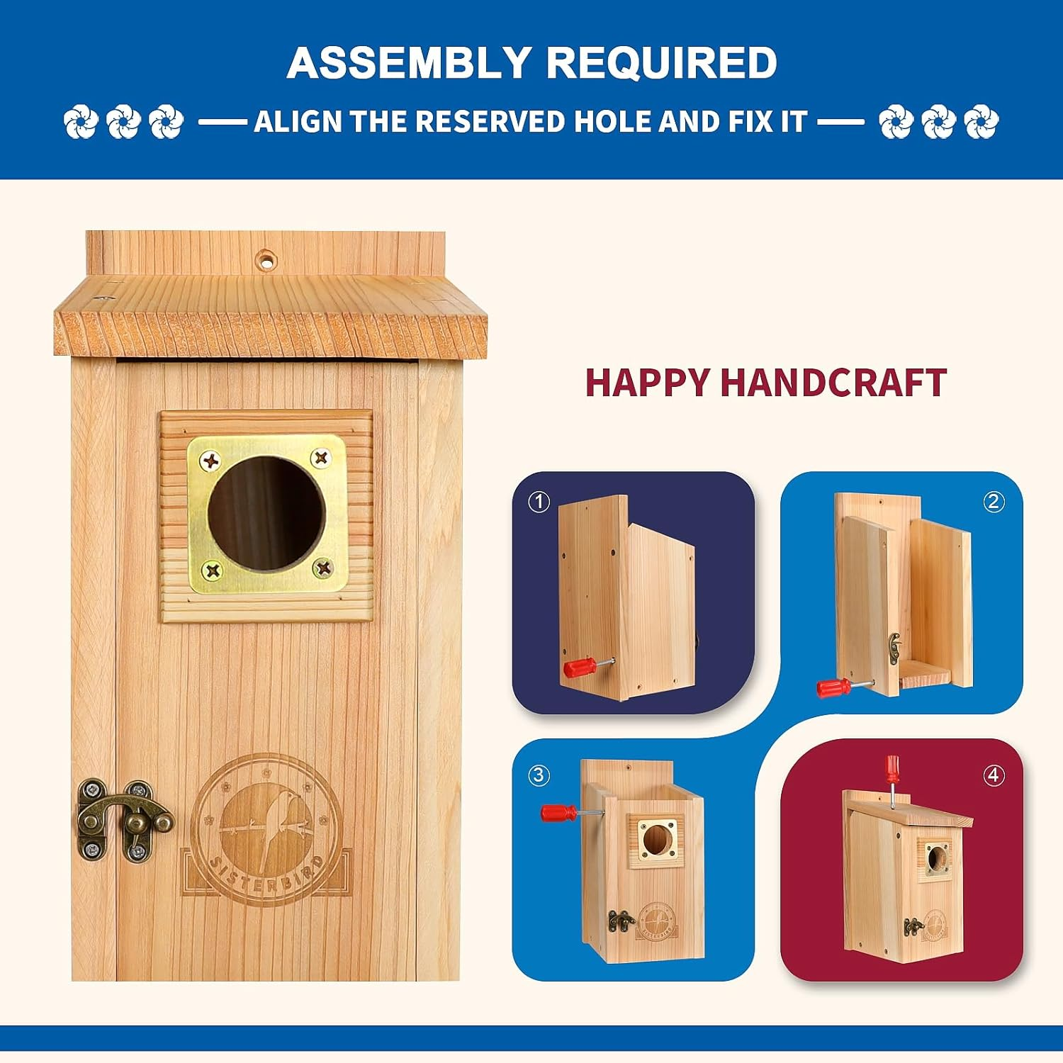 Bird Houses for outside Clearance with Copper Guard, Cedar Bird House Outdoor, Bluebird Finch Swallow Wren Chickadee image number 1