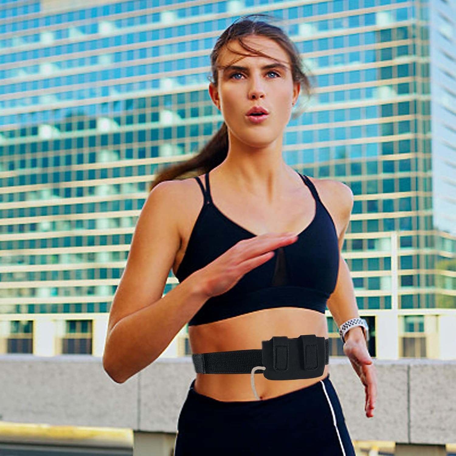 Insulin Pump Holder &ndash; Diabetic Insulin Black Waist Pump Belt &ndash; Adjustable Athletic Insulin Pump Case (Large) image number 5